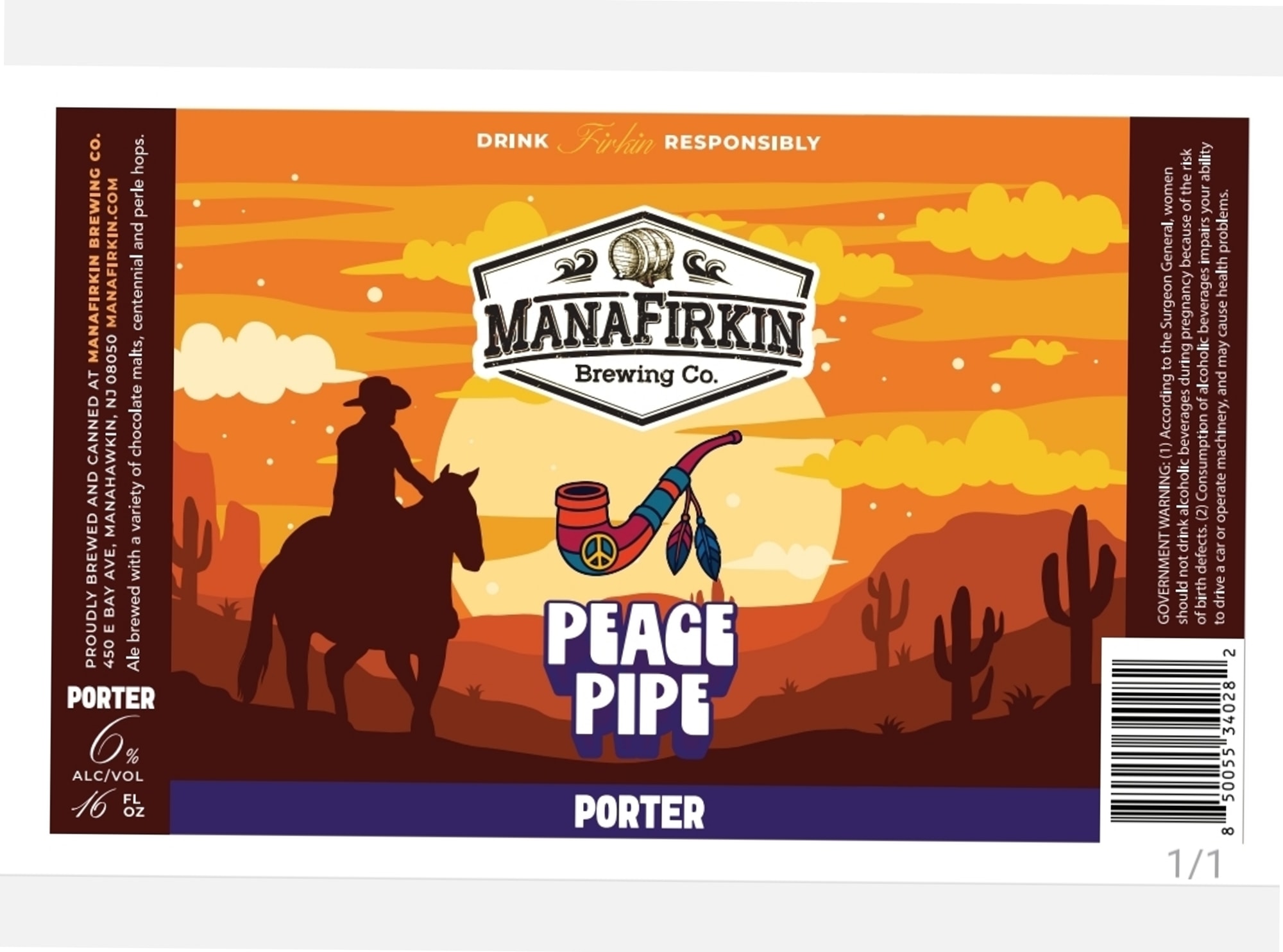 Peace Pipe Porter by Manafirkın Brewing Co. - beer label