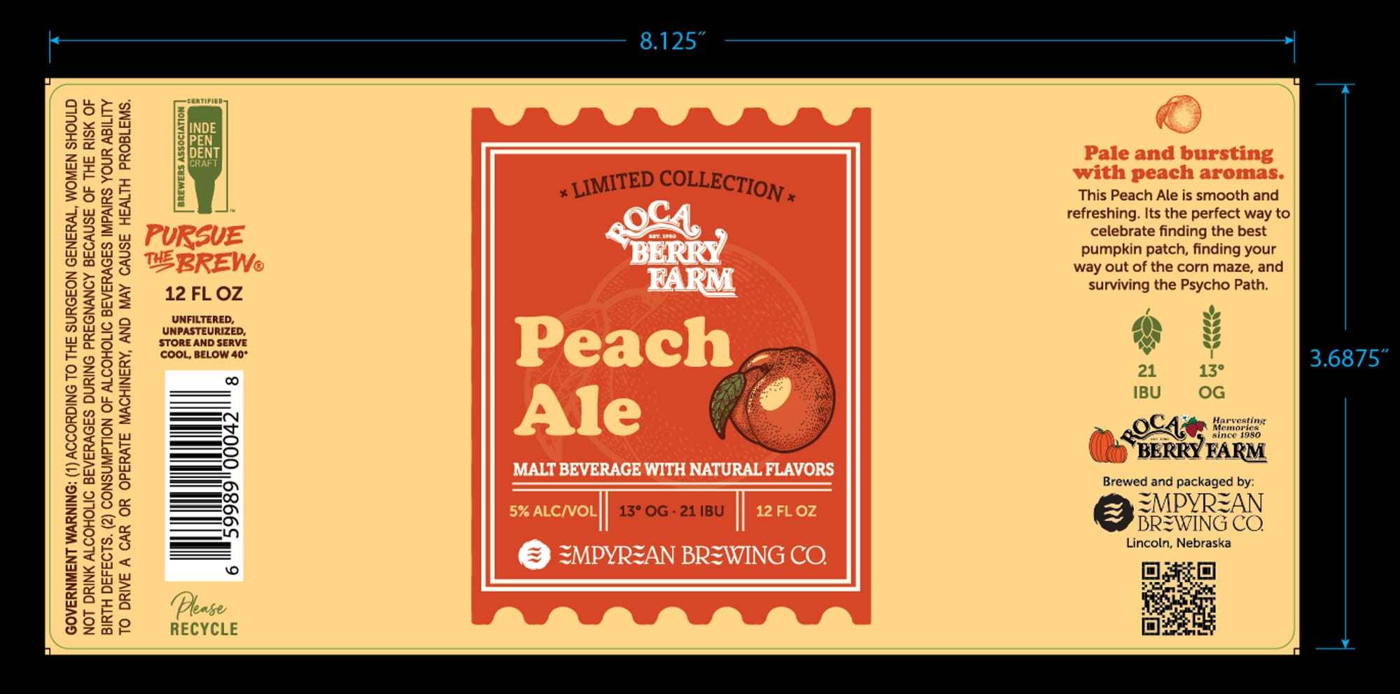 Peach Ale by Empyrean Brewing Co. - beer label