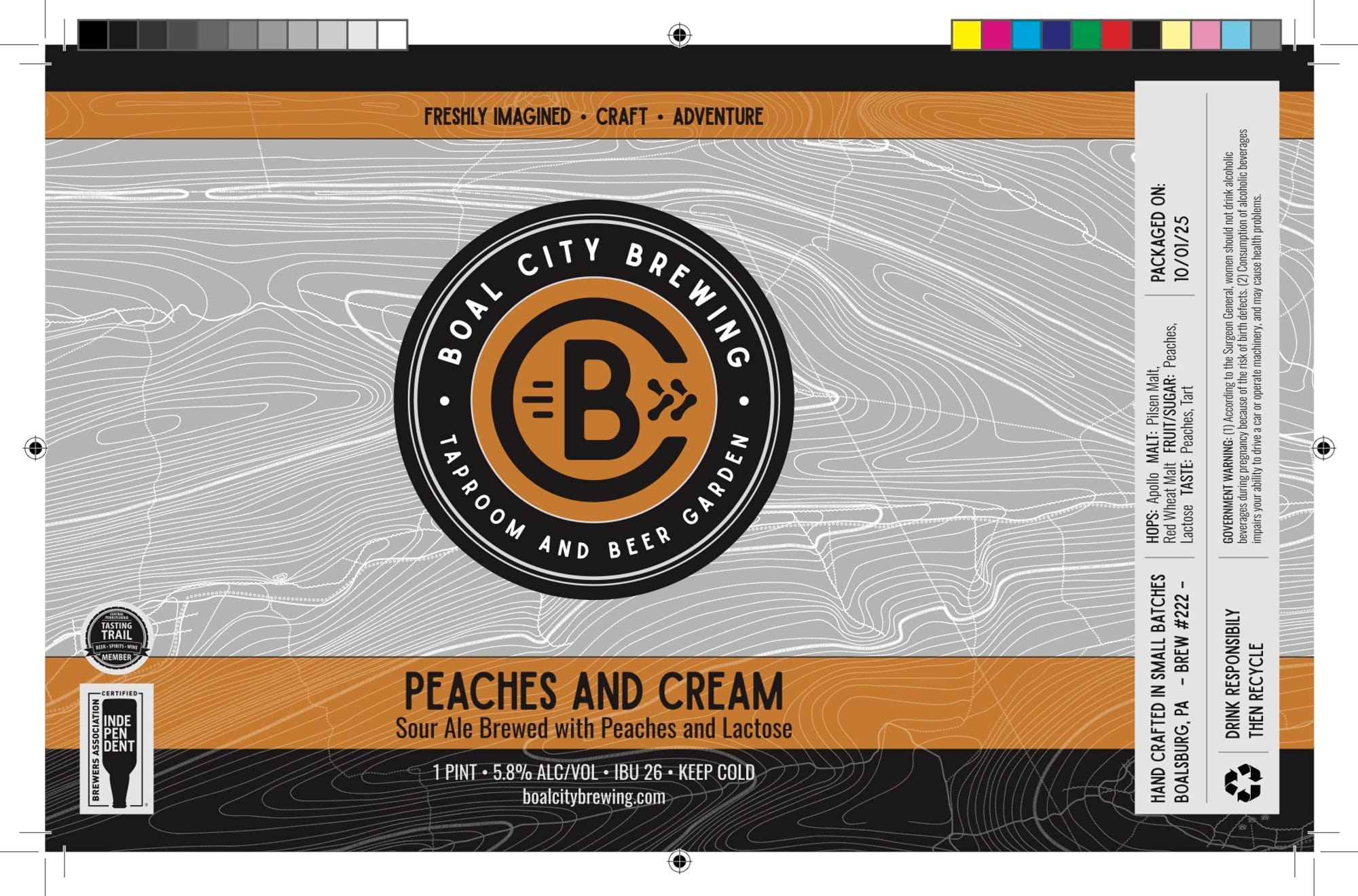 Peaches and Cream by Boal City Brewing - beer label