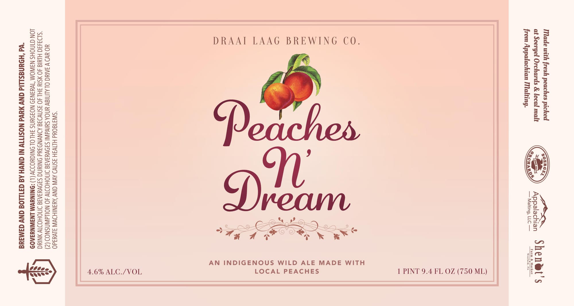 Peaches n’ Dream by Draai Laag Brewing Co. - beer label