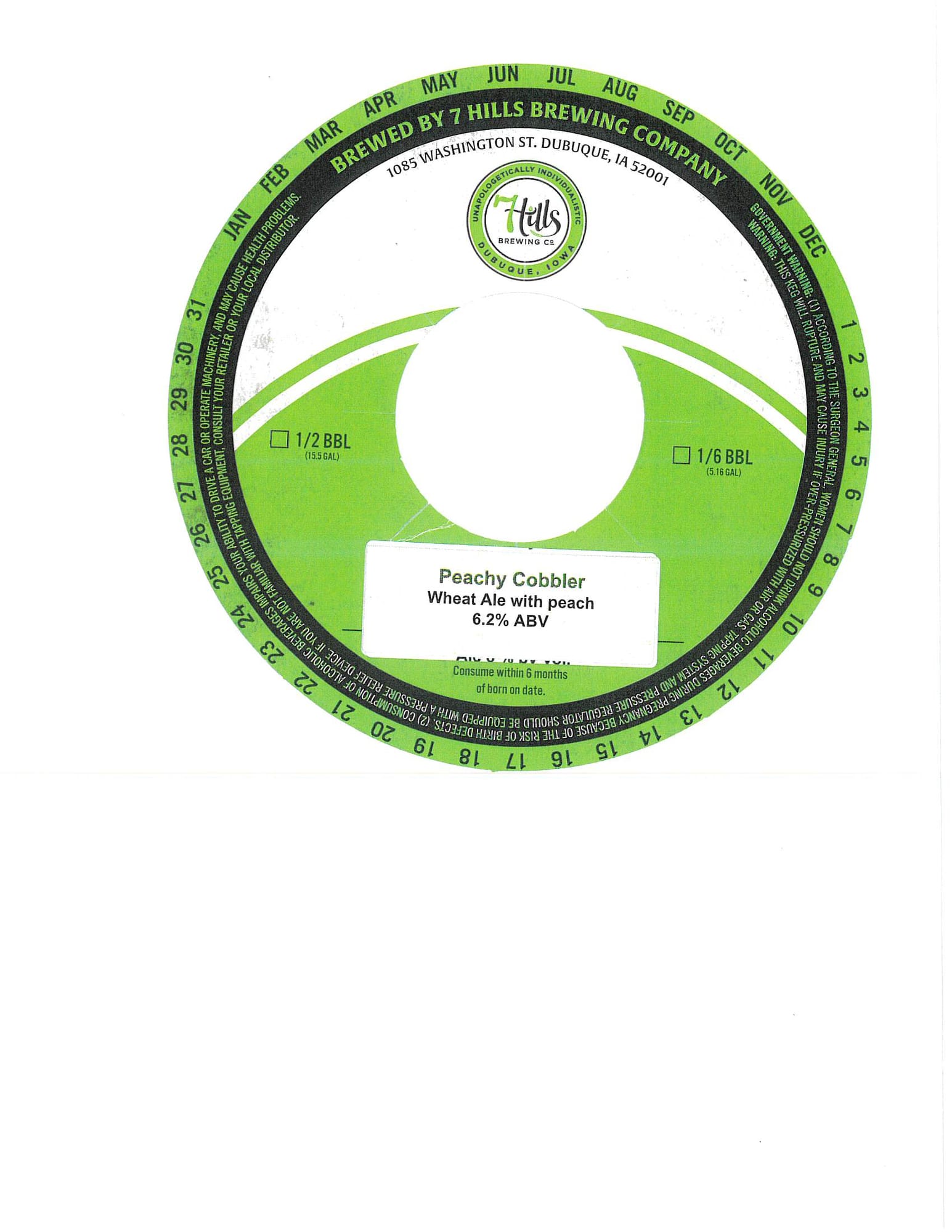 Peachy Cobbler by Hills Brewing Company - beer label