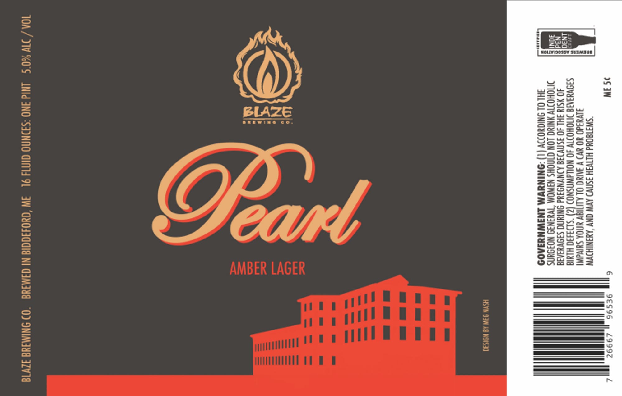 Pearl by Blaze Brewing Co. - beer label