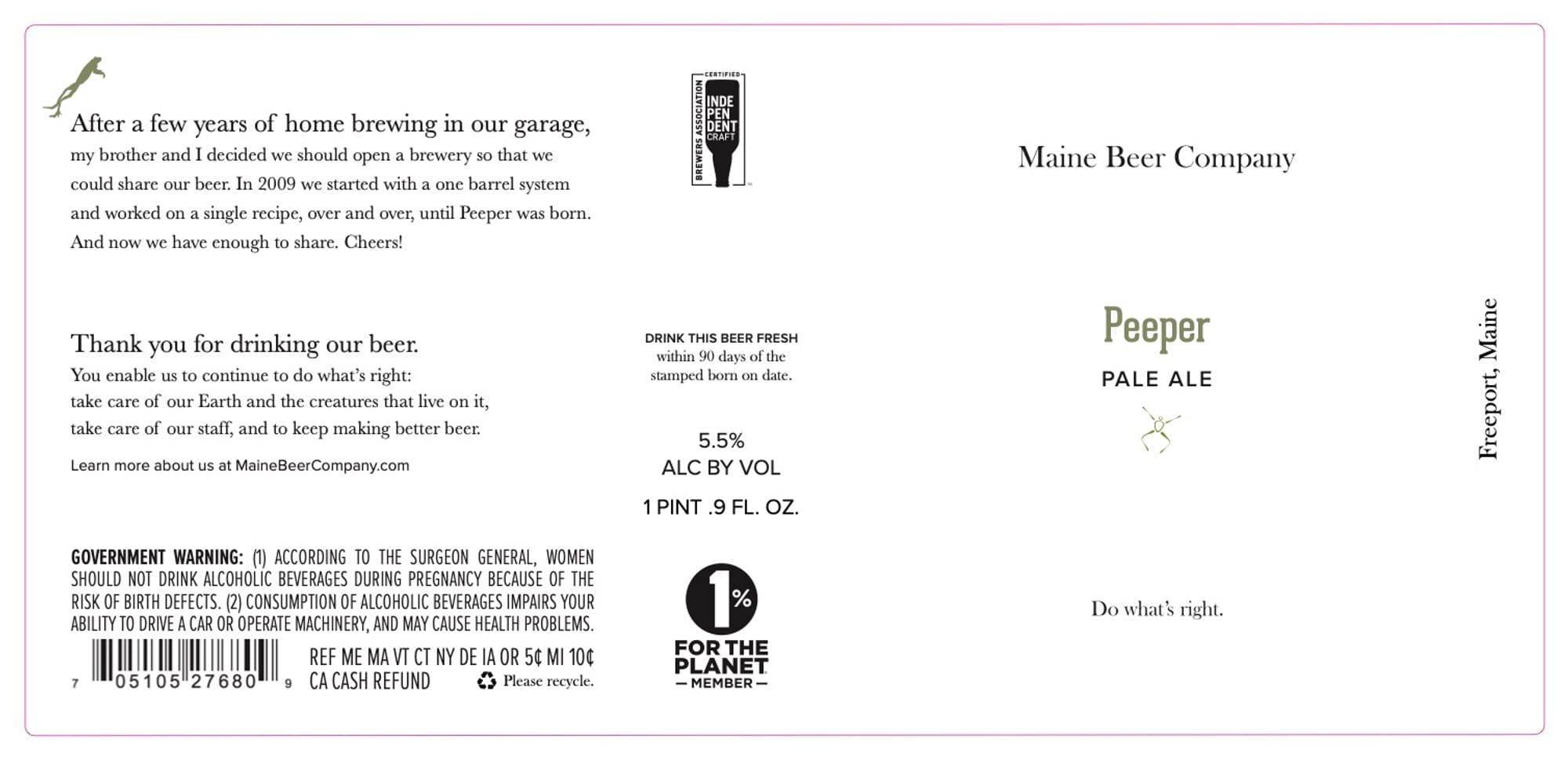 Peeper by Maine Beer Company - beer label