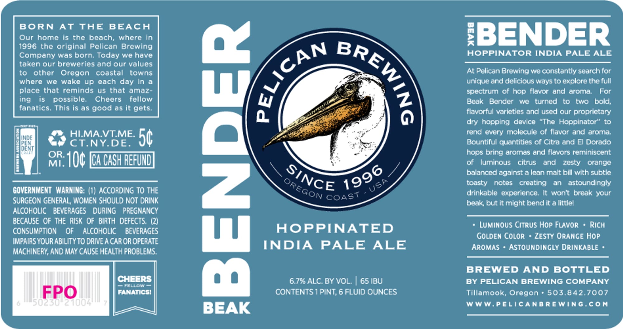 Bender by Pelican Brewing Company - beer label