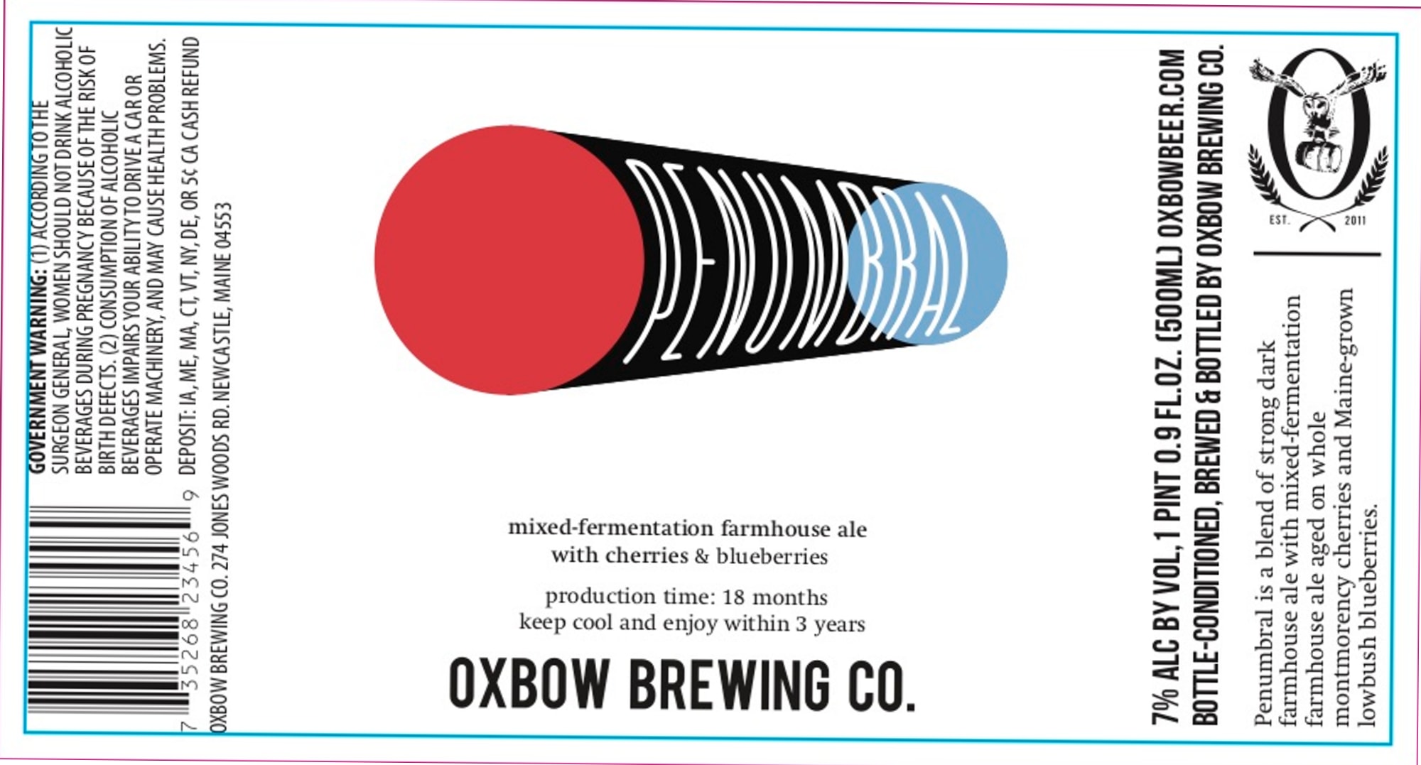 Penumbral by Oxbow Brewing Co. - beer label