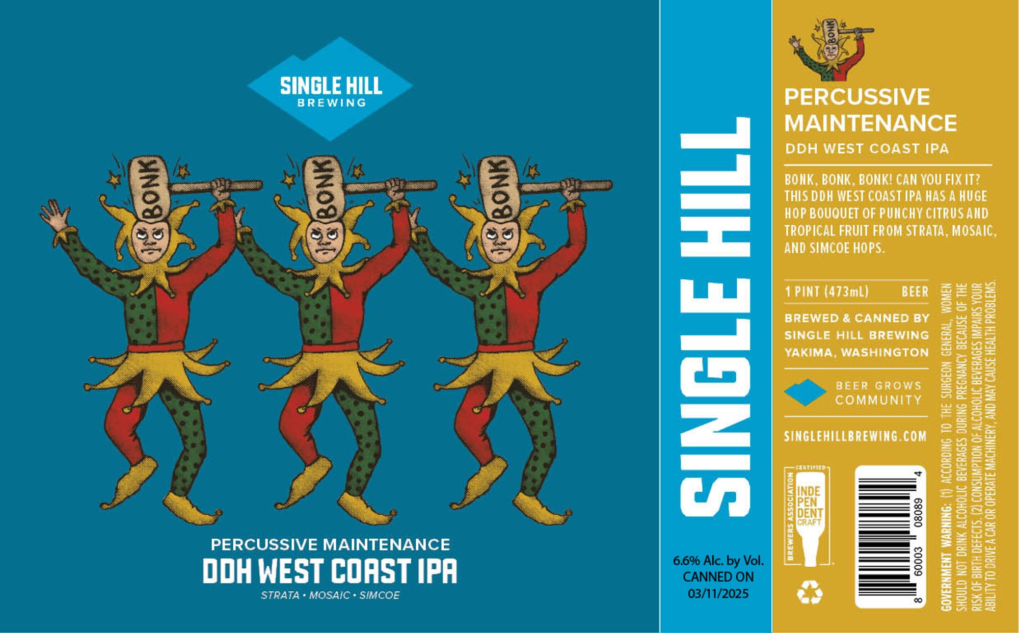 Percussive Maintenance by Single Hill Brewing - beer label