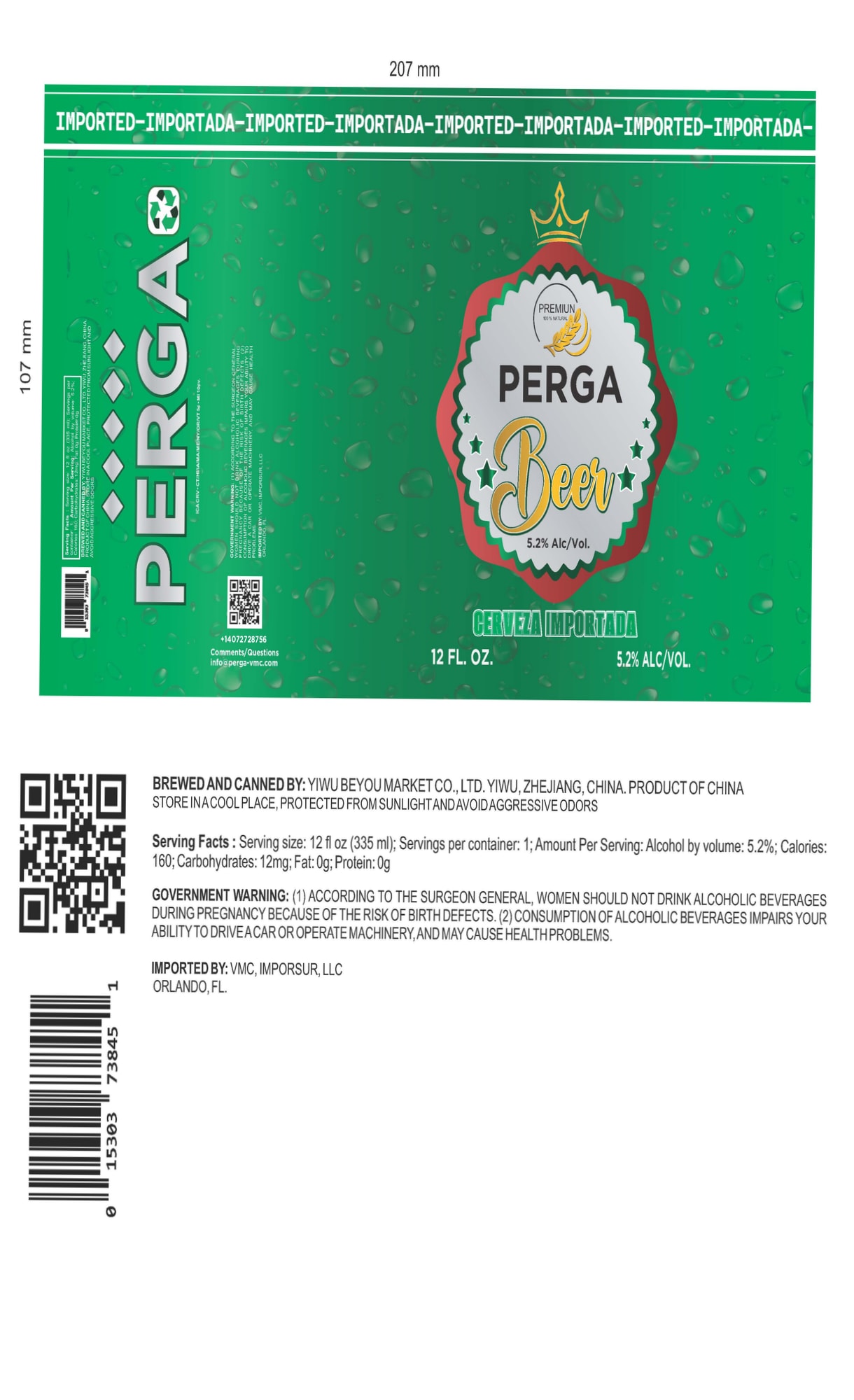 Perga Beer by Yiwu Beyond Market Co., Ltd. - beer label