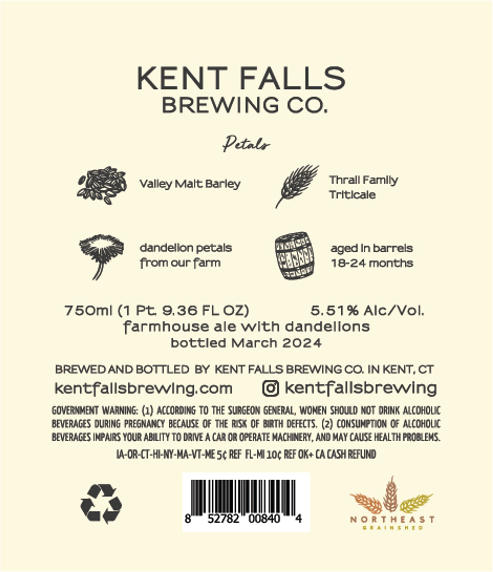 Petals by Kent Falls Brewing Co. - beer label