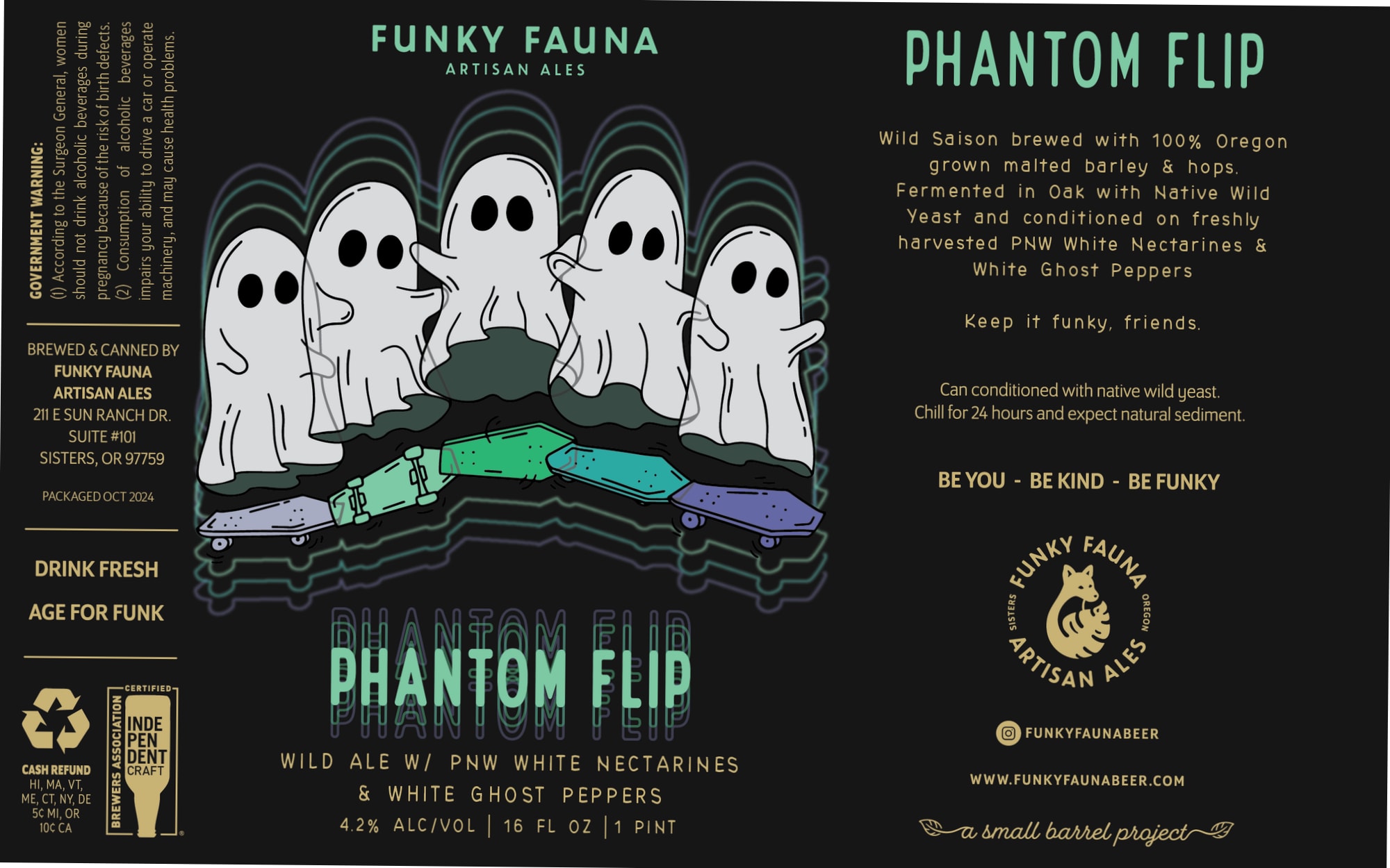 Phantom Flip by Funky Fauna Artisan Ales - beer label