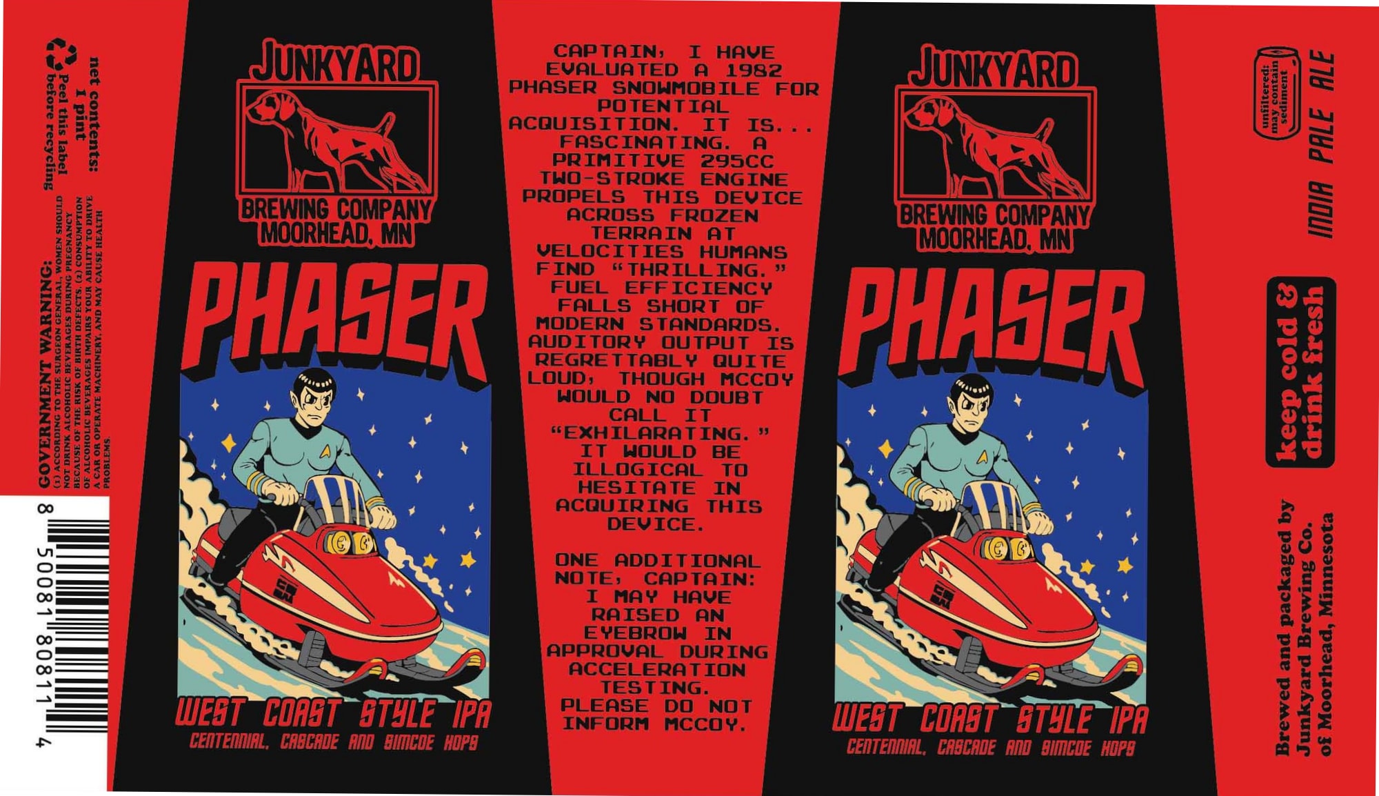 Phaser by Junkyard Brewing Company - beer label