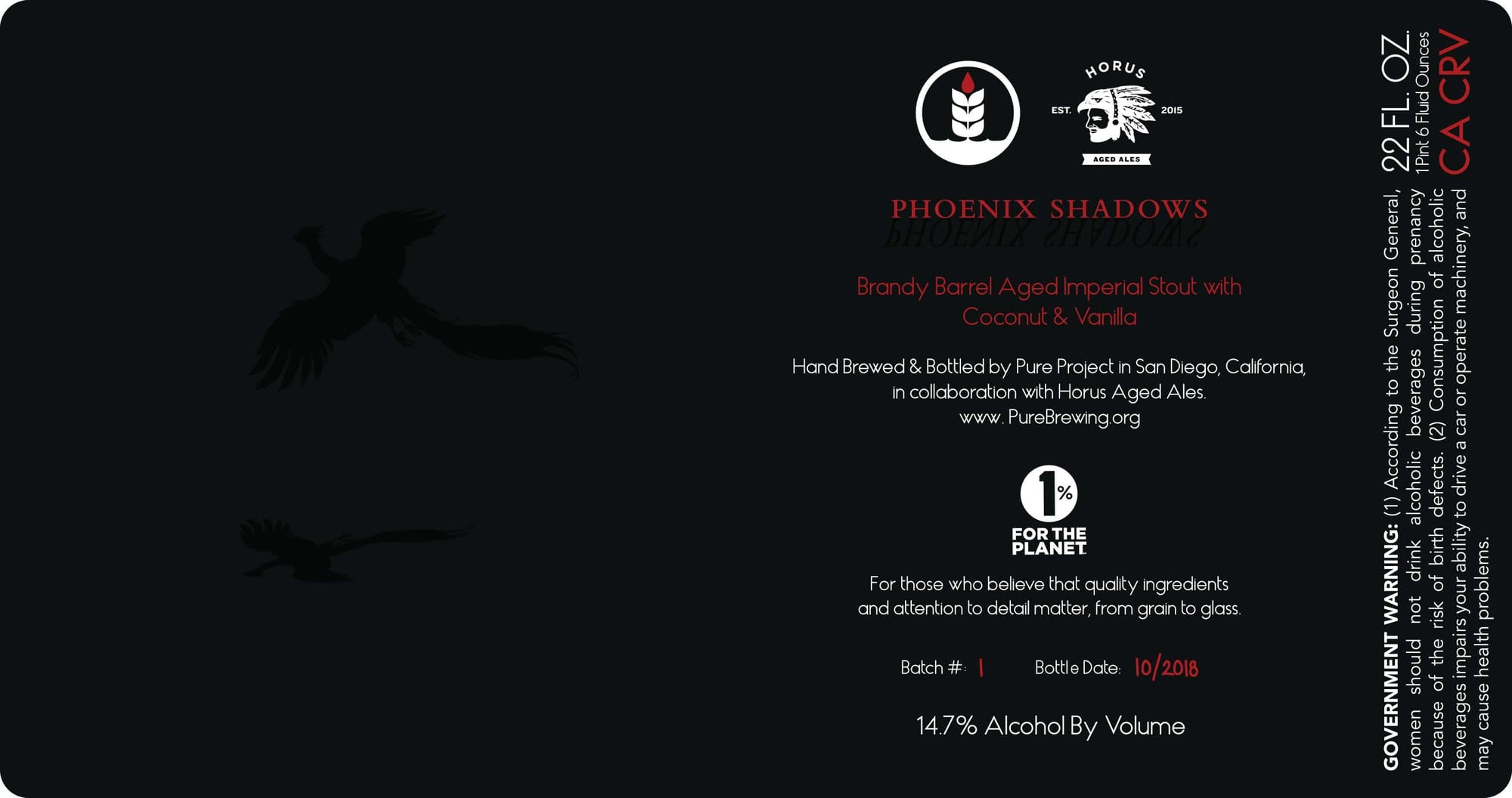 Phoenix Shadows by Horus Ales - beer label