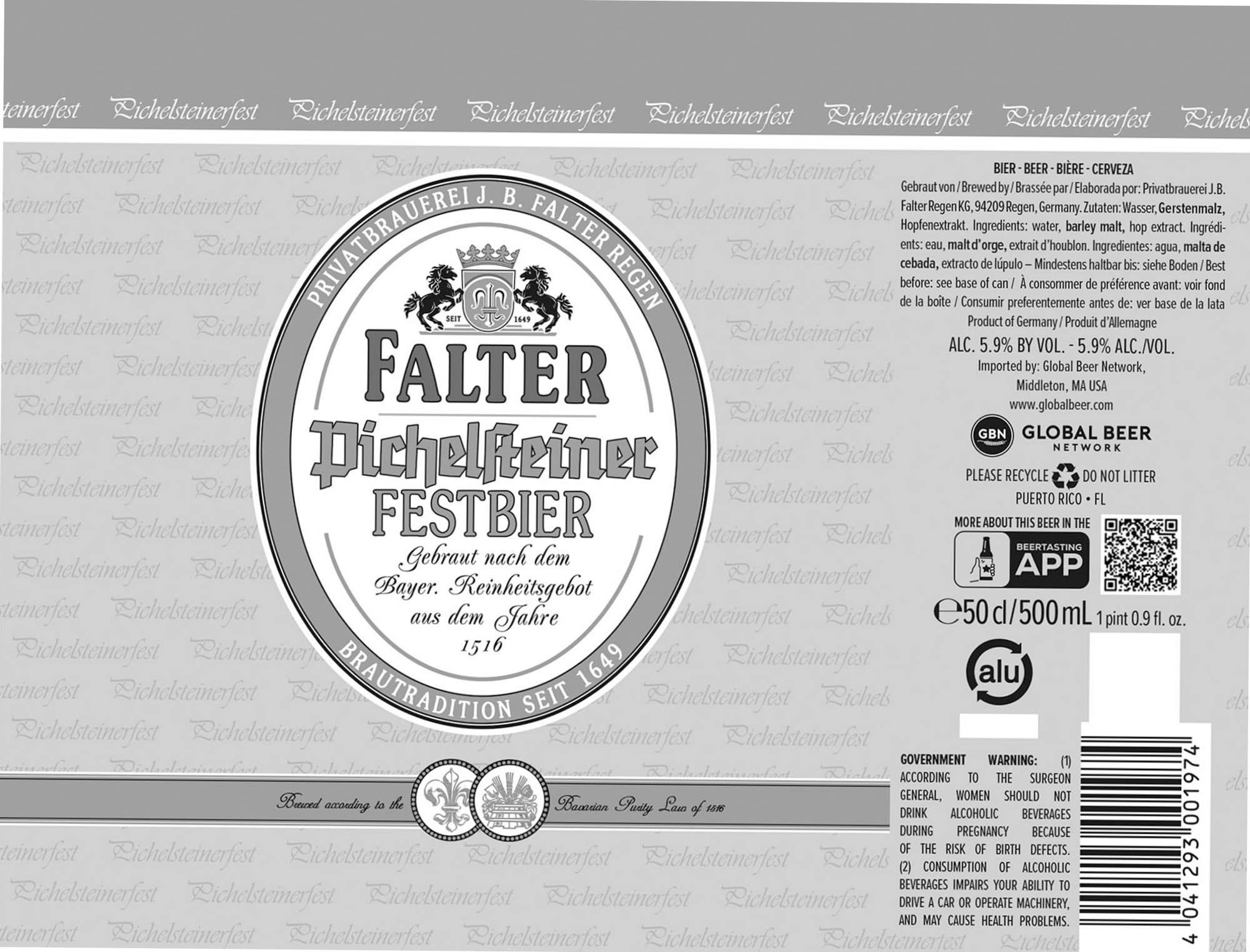 Pichelsteiner Festbier by Brauerei J.B. Falter Regen - beer label