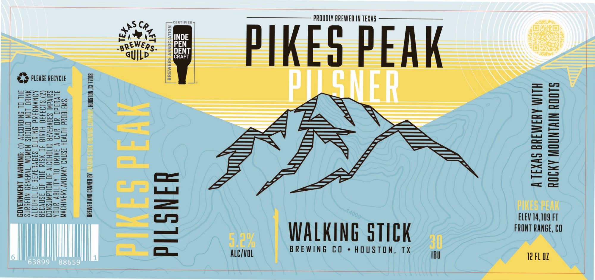 Pikes Peak Pilsner by Walking Stick Brewing Co. - beer label