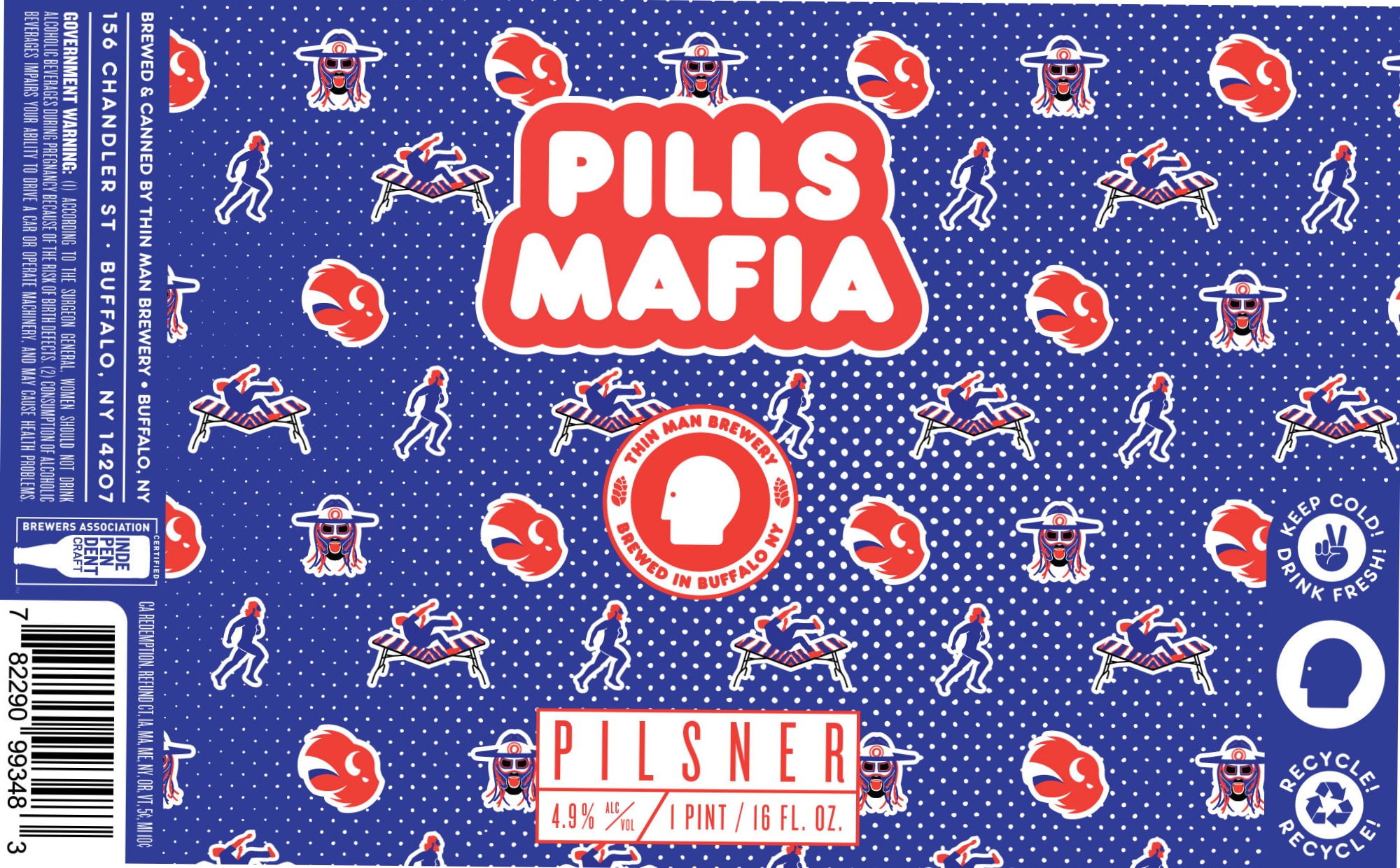 Pills Mafia by Thin Man Brewery - beer label
