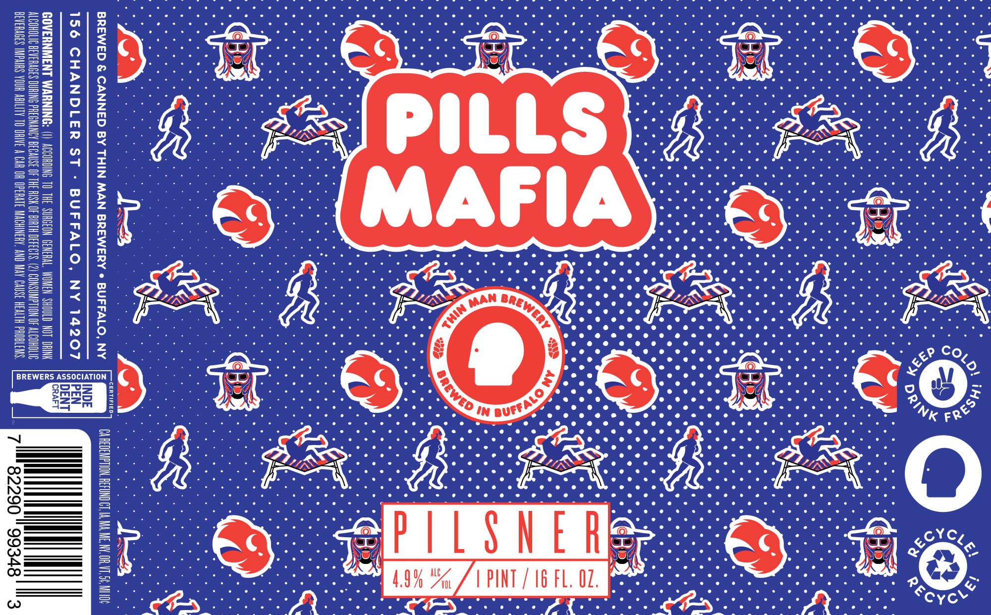 Pills Mafia by Thin Man Brewery - beer label