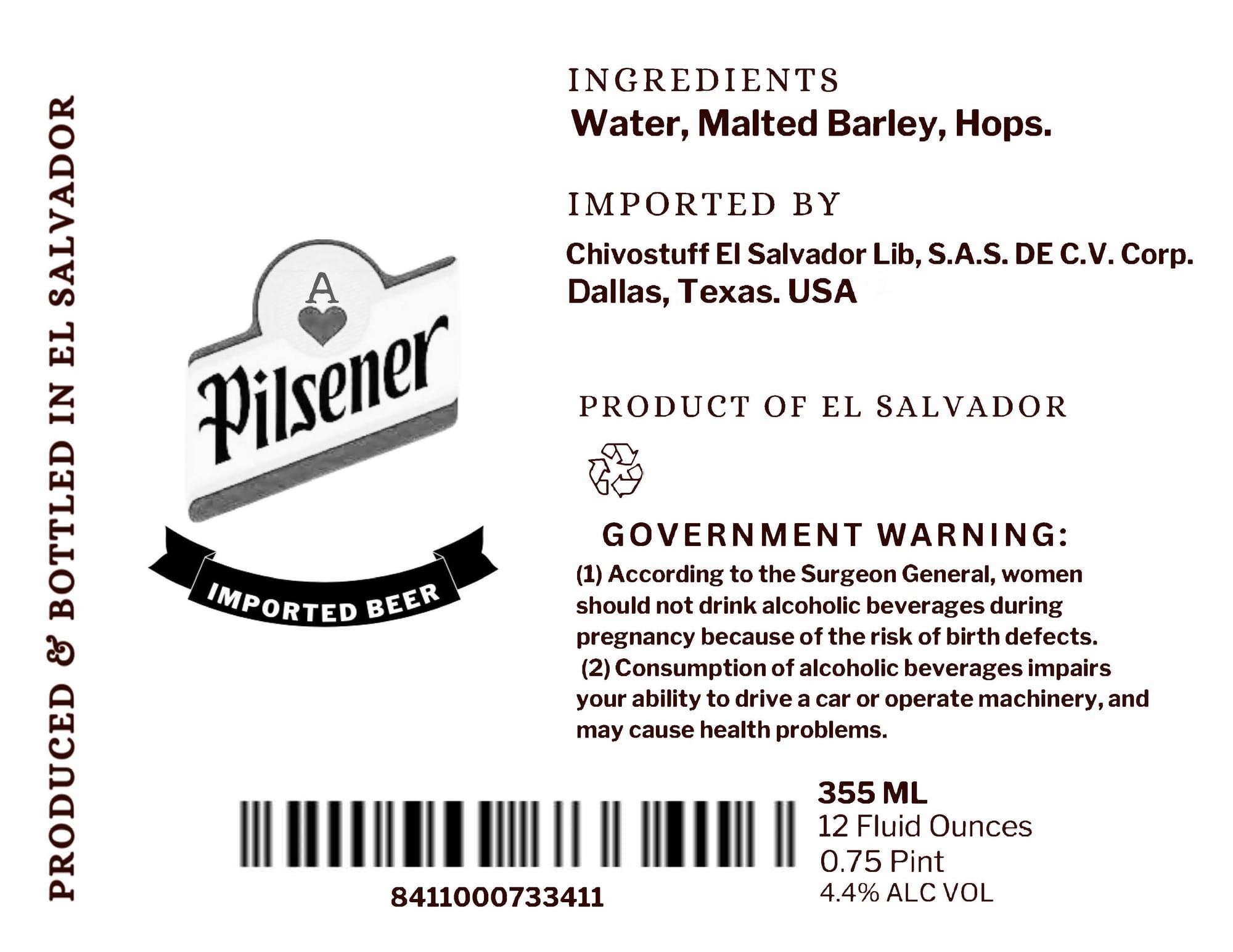 Pilsener by Chivostuff El Salvador Lib - beer label