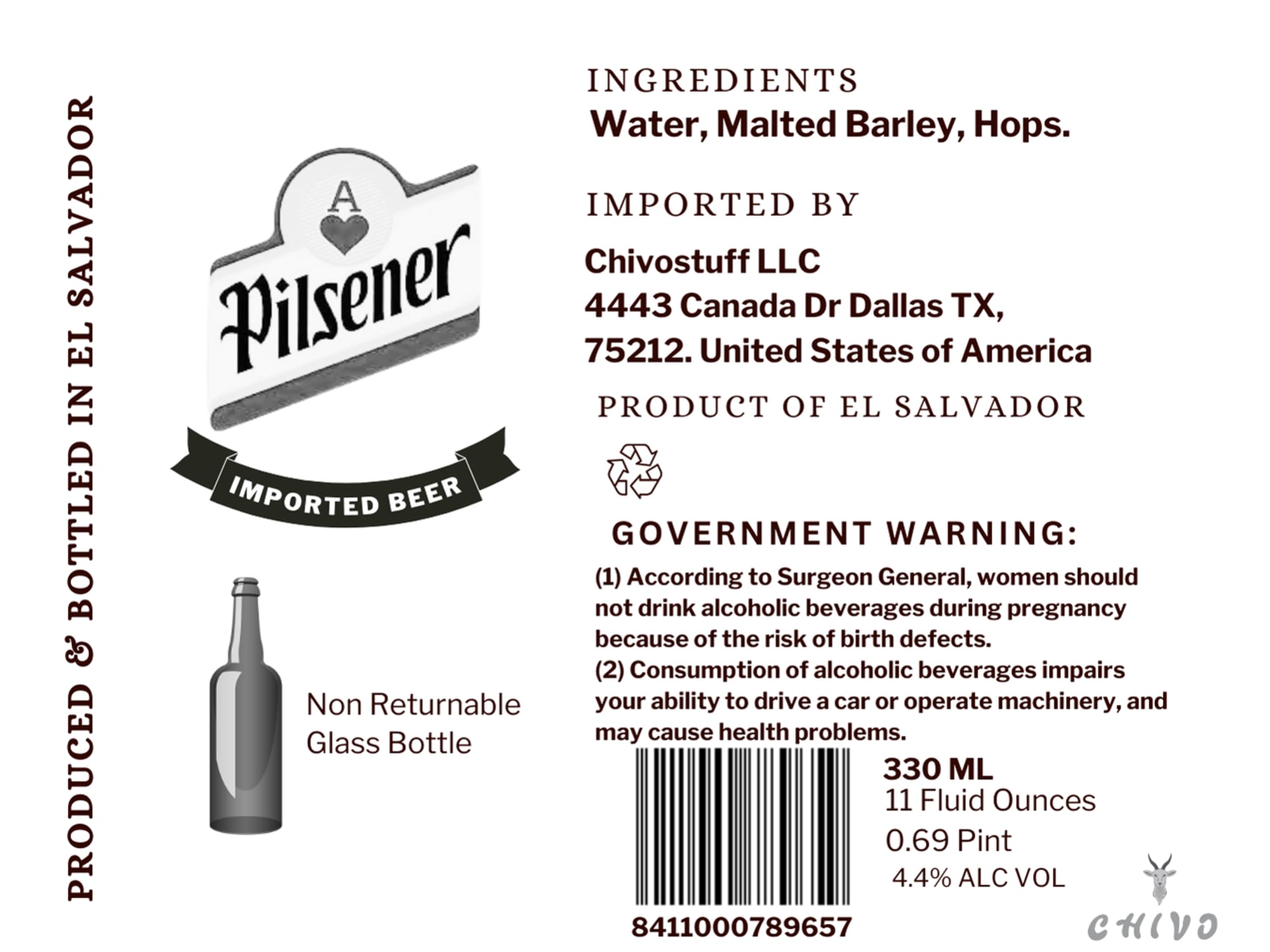 Pilsener by Chivostuff LLC - beer label