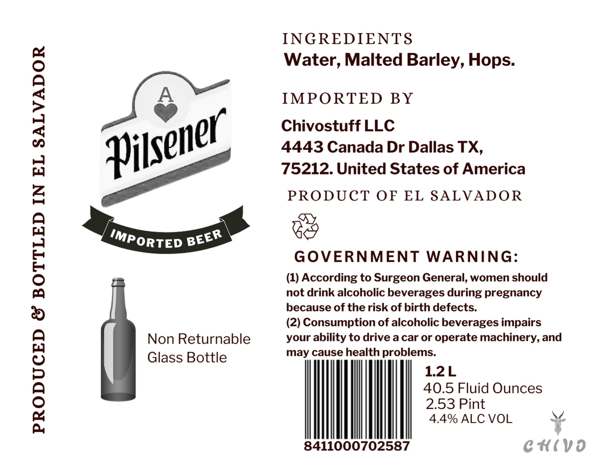 Pilsener by Chivostuff LLC - beer label
