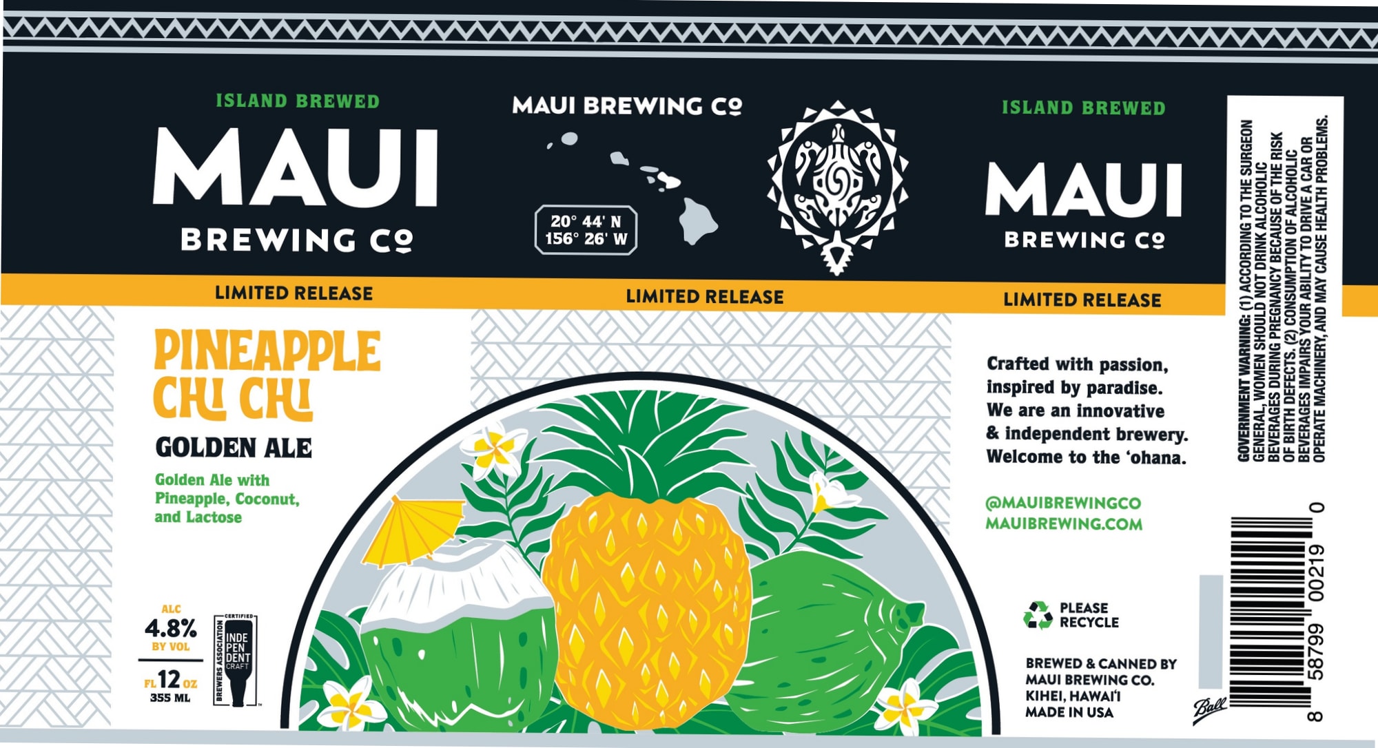 Pineapple Chu Chu by Maui Brewing Co. - beer label