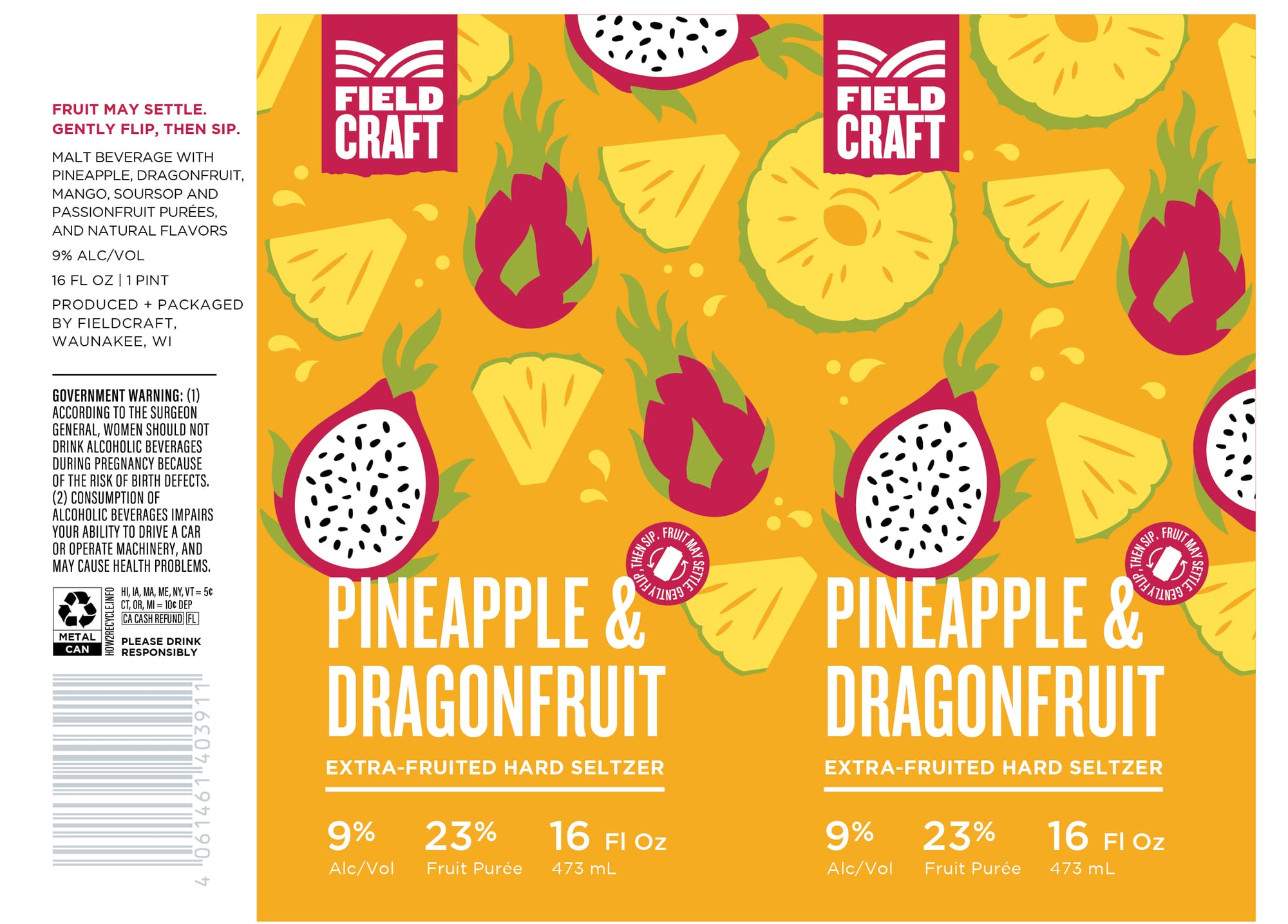 Pineapple & Dragonfruit by Fieldcraft - beer label