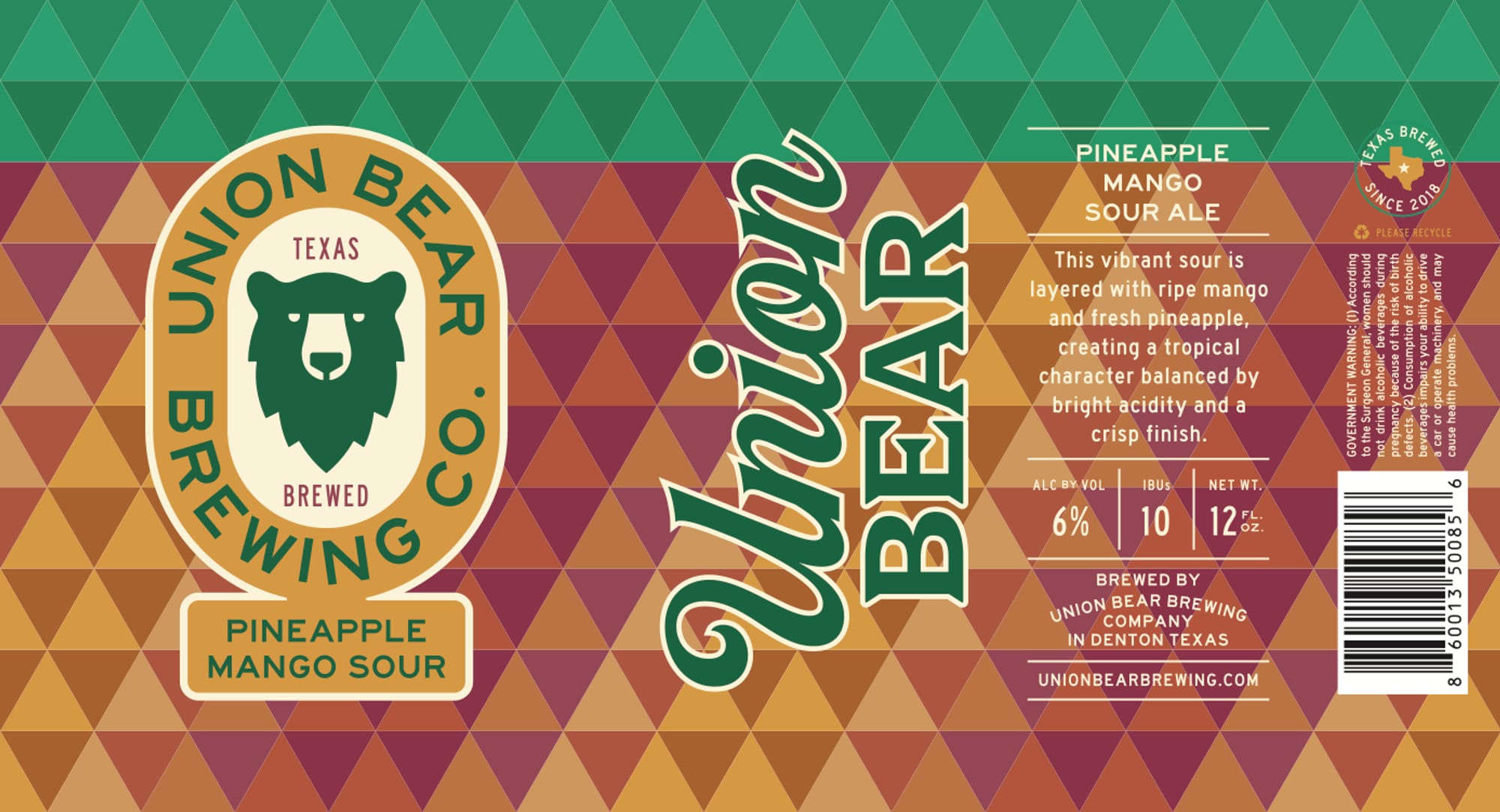 Pineapple Mango Sour Ale by Union Bear Brewing - beer label