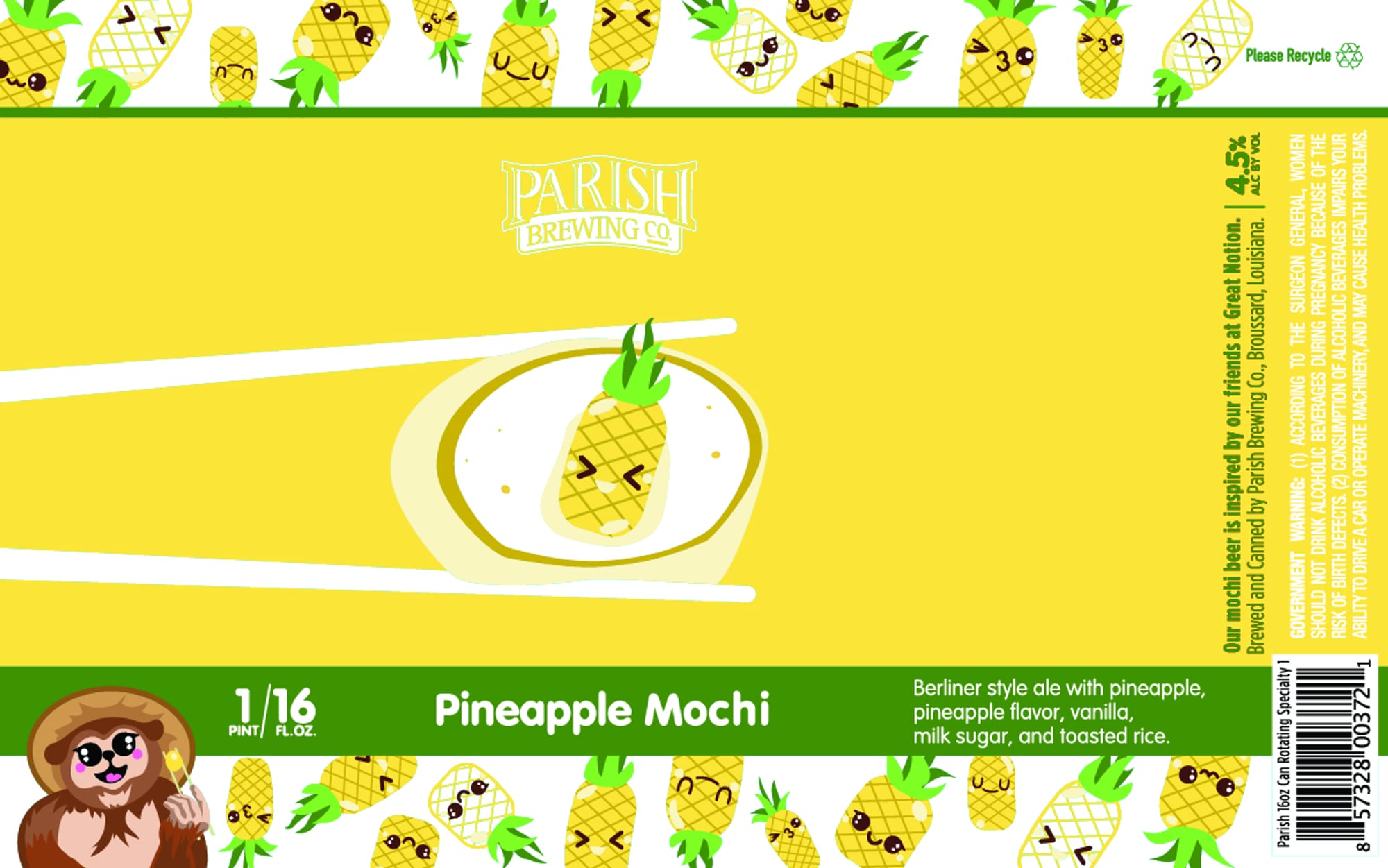 Pineapple Mochi by Parish Brewing Co. - beer label