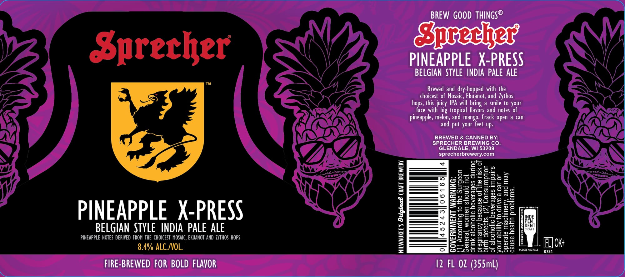Pineapple X-Press by Sprecher Brewing Co. - beer label