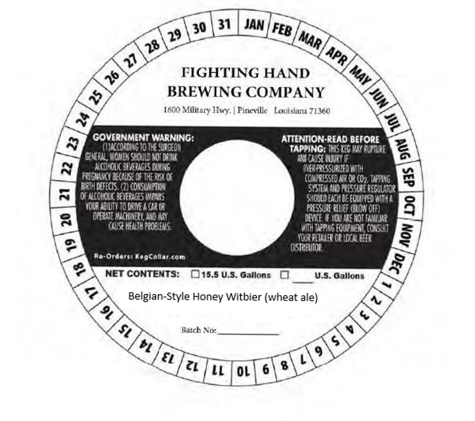 Pinev60 by Fighting Hand Brewing Company - beer label