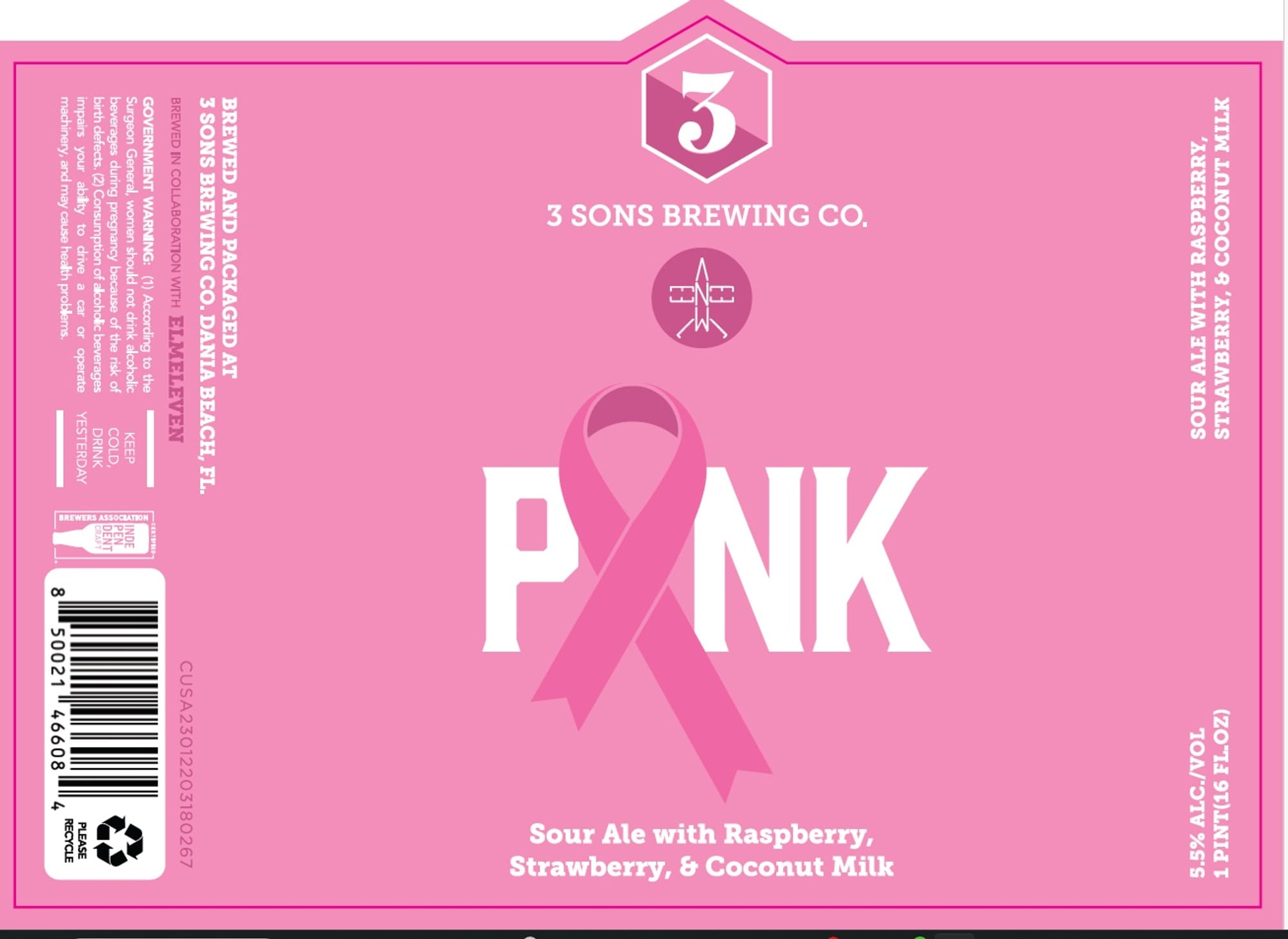 Pink by 3 Sons Brewing Co. - beer label