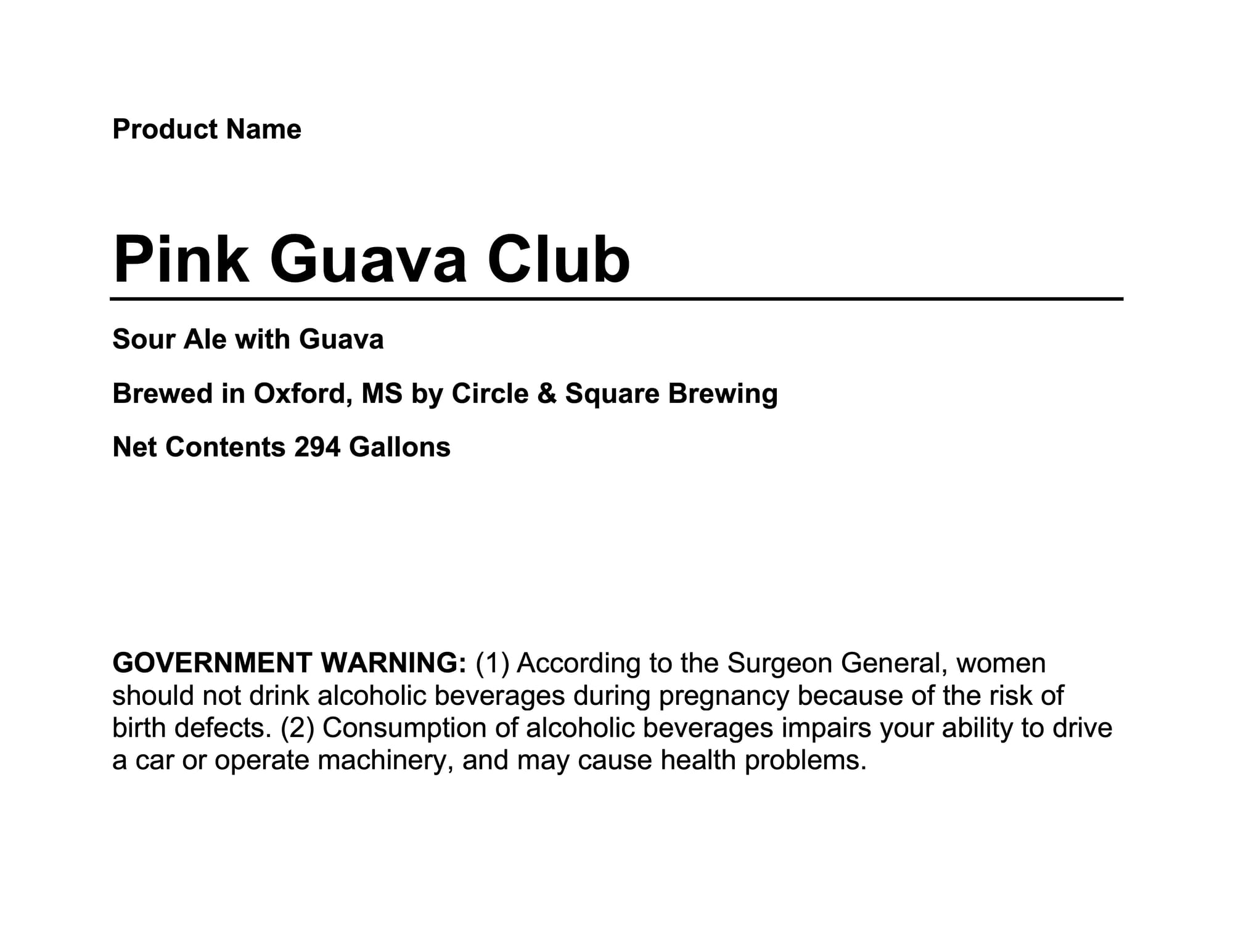 Pink Guava Club by Circle & Square Brewing - beer label