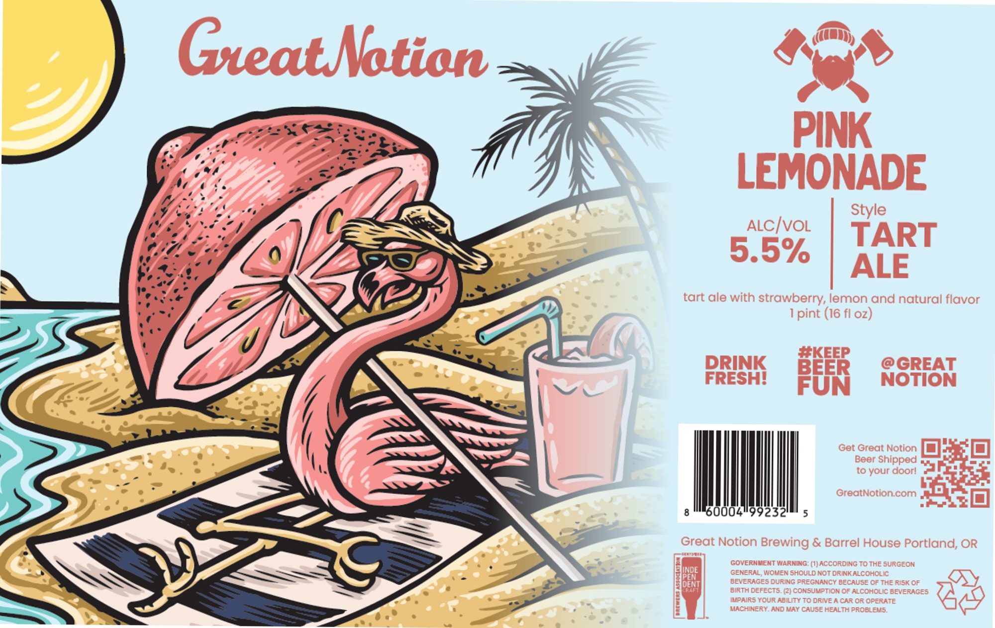 Pink Lemonade by Great Notion Brewing - beer label