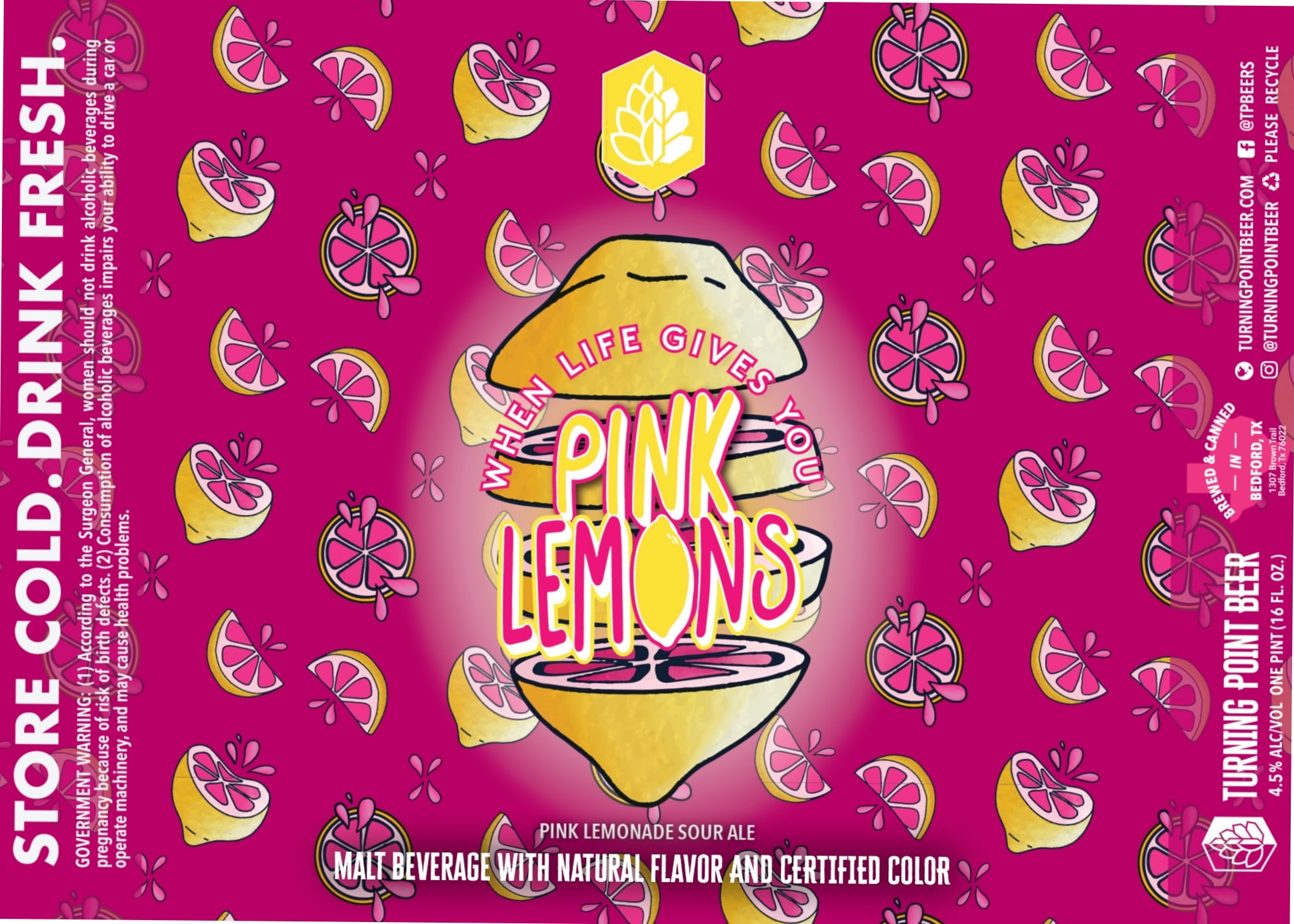 Pink Lemons by Turning Point Beer - beer label