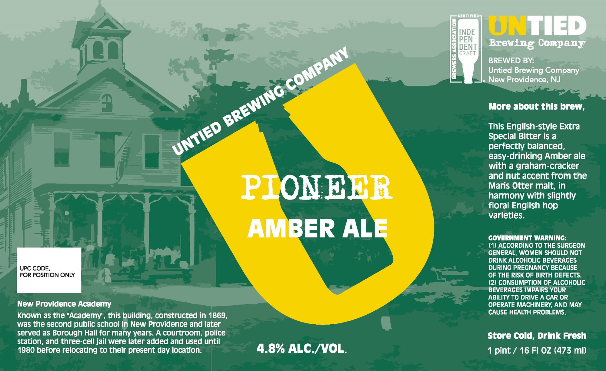 Pioneer Amber Ale by Untied Brewing Company - beer label