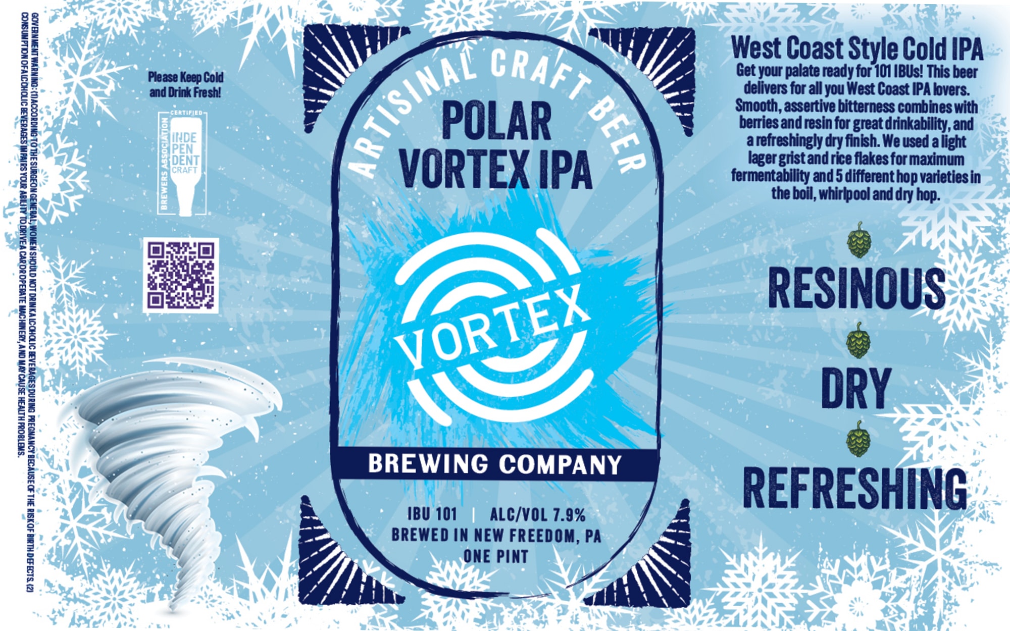 Polar Vortex IPA by Artisanal Craft Beer Brewing Company - beer label