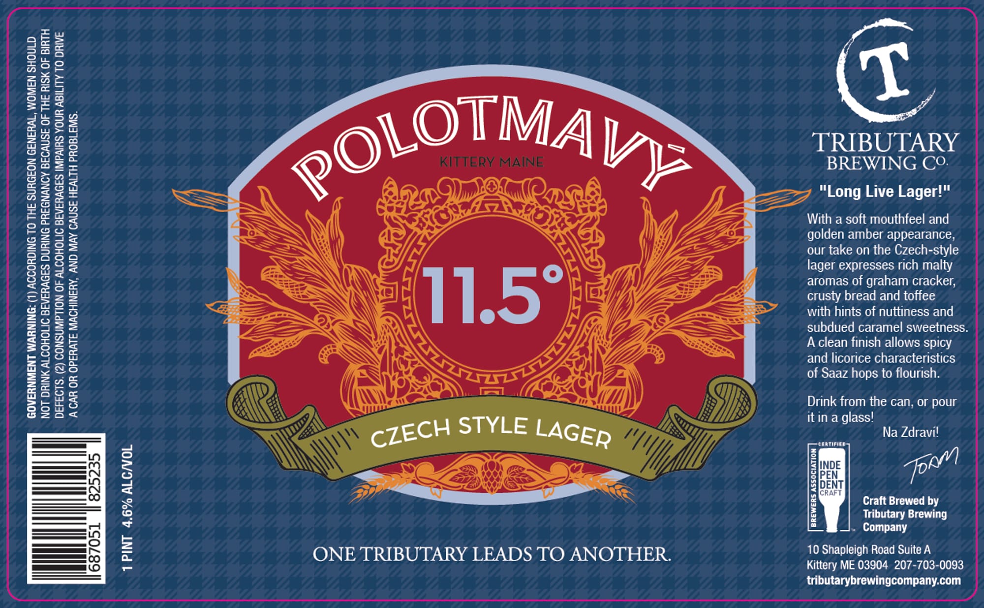 Polotmavý by Tributary Brewing - beer label
