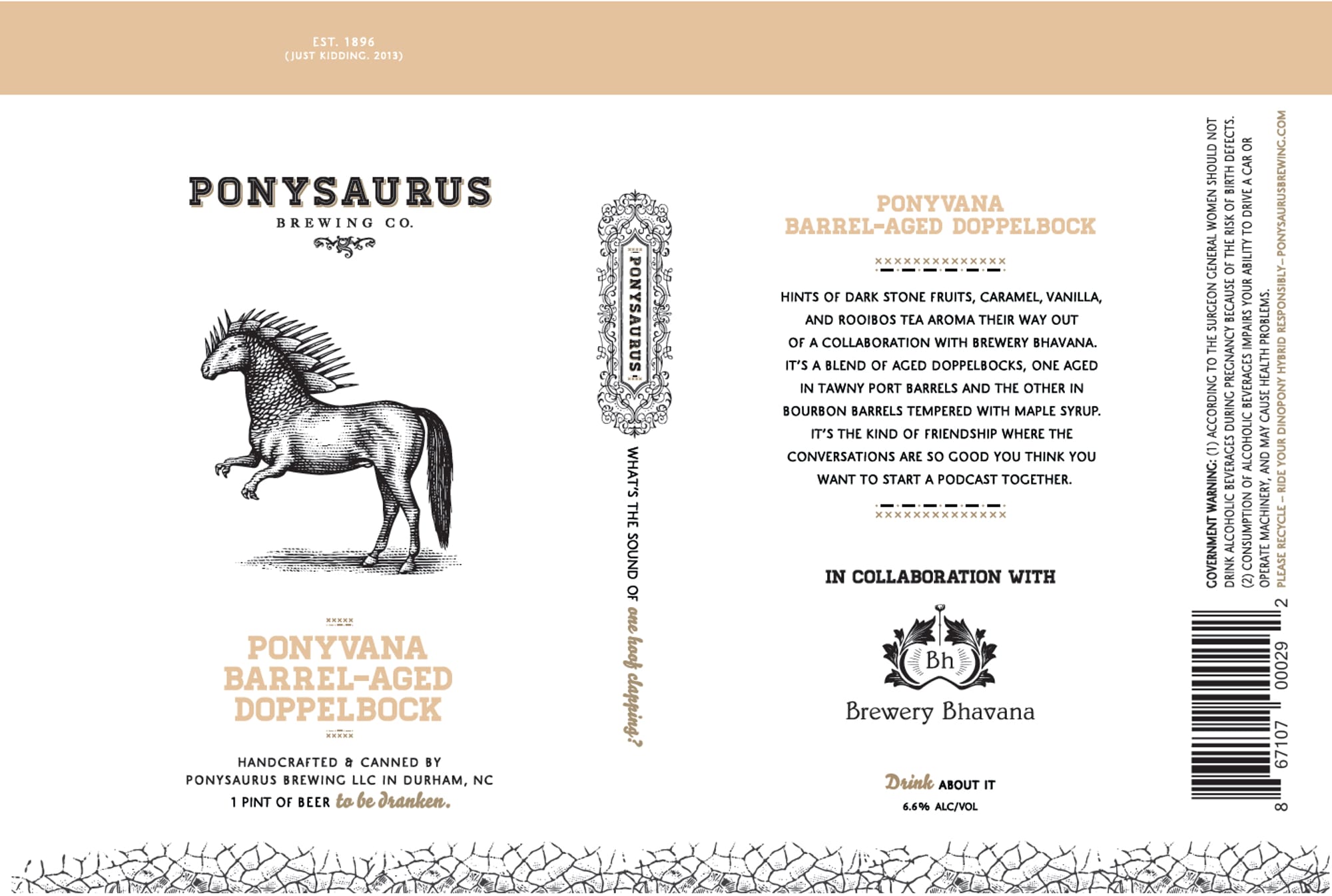 Ponysavana Barrel-Aged Doppelbock by Ponysaurus Brewing Co. - beer label