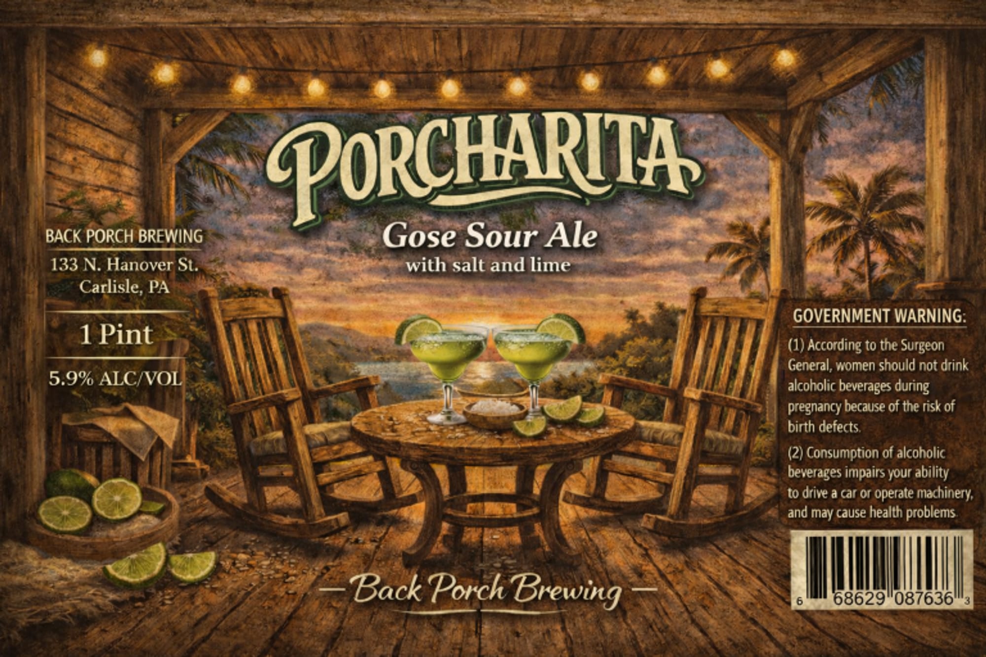 Porcharita by Back Porch Brewing - beer label