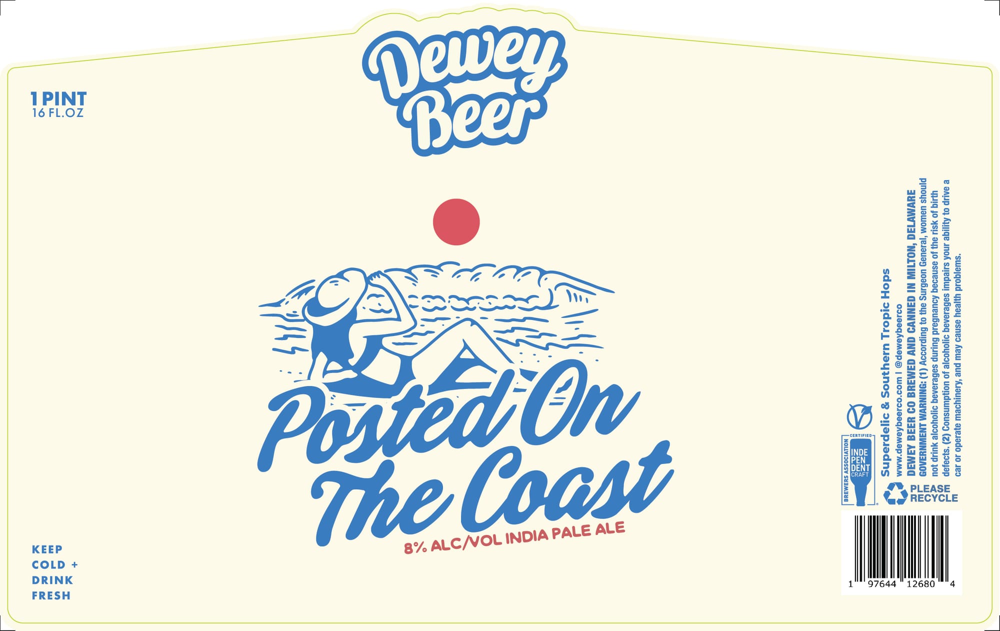 Posted On The Coast by Dewey Beer - beer label
