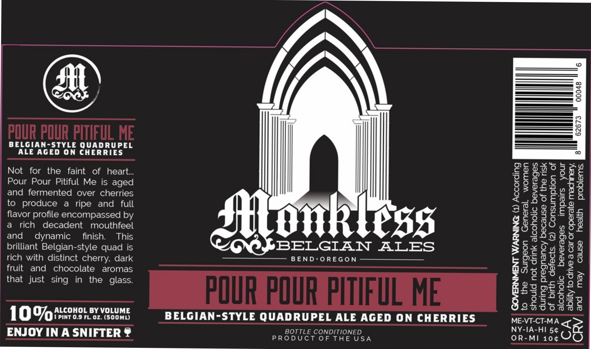 Pour Pitiful Me by Monkless Belgian Ales - beer label