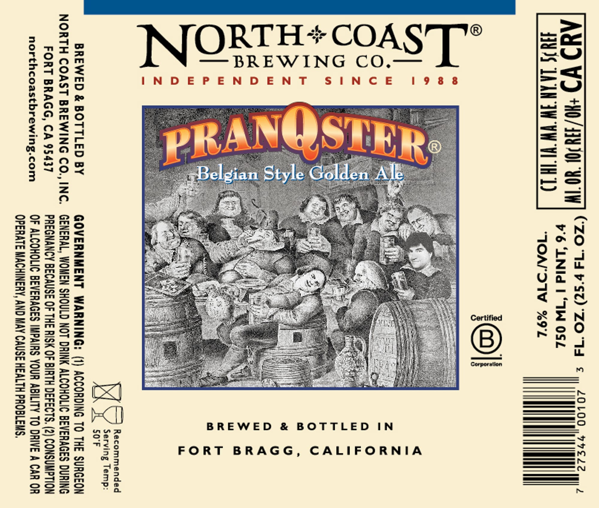 Pranqster by North Coast Brewing Co. - beer label