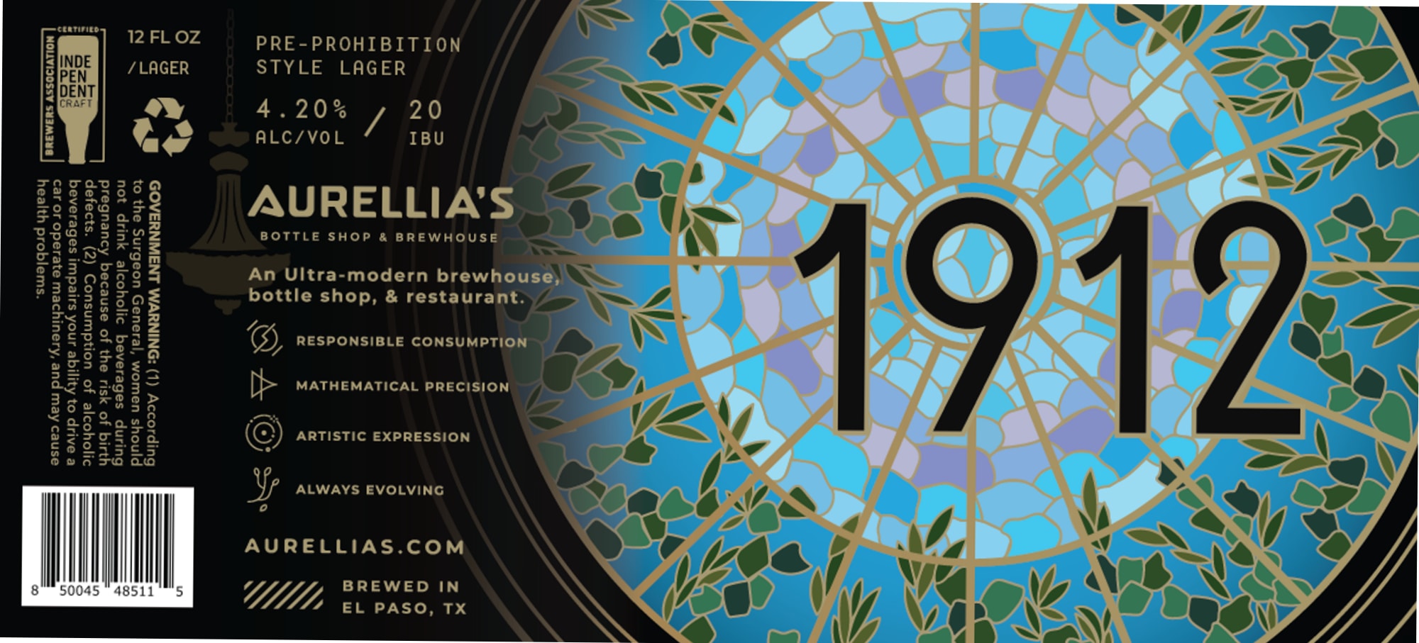 Pre-Prohibition Lager by Aurellia’s - beer label