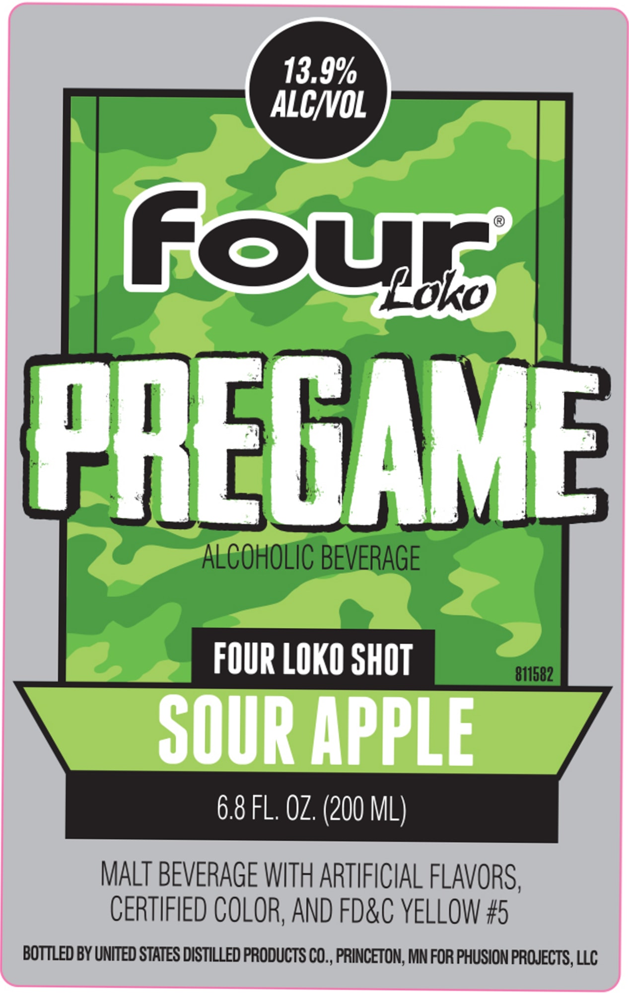 Pregame Sour Apple by Four Loko - beer label