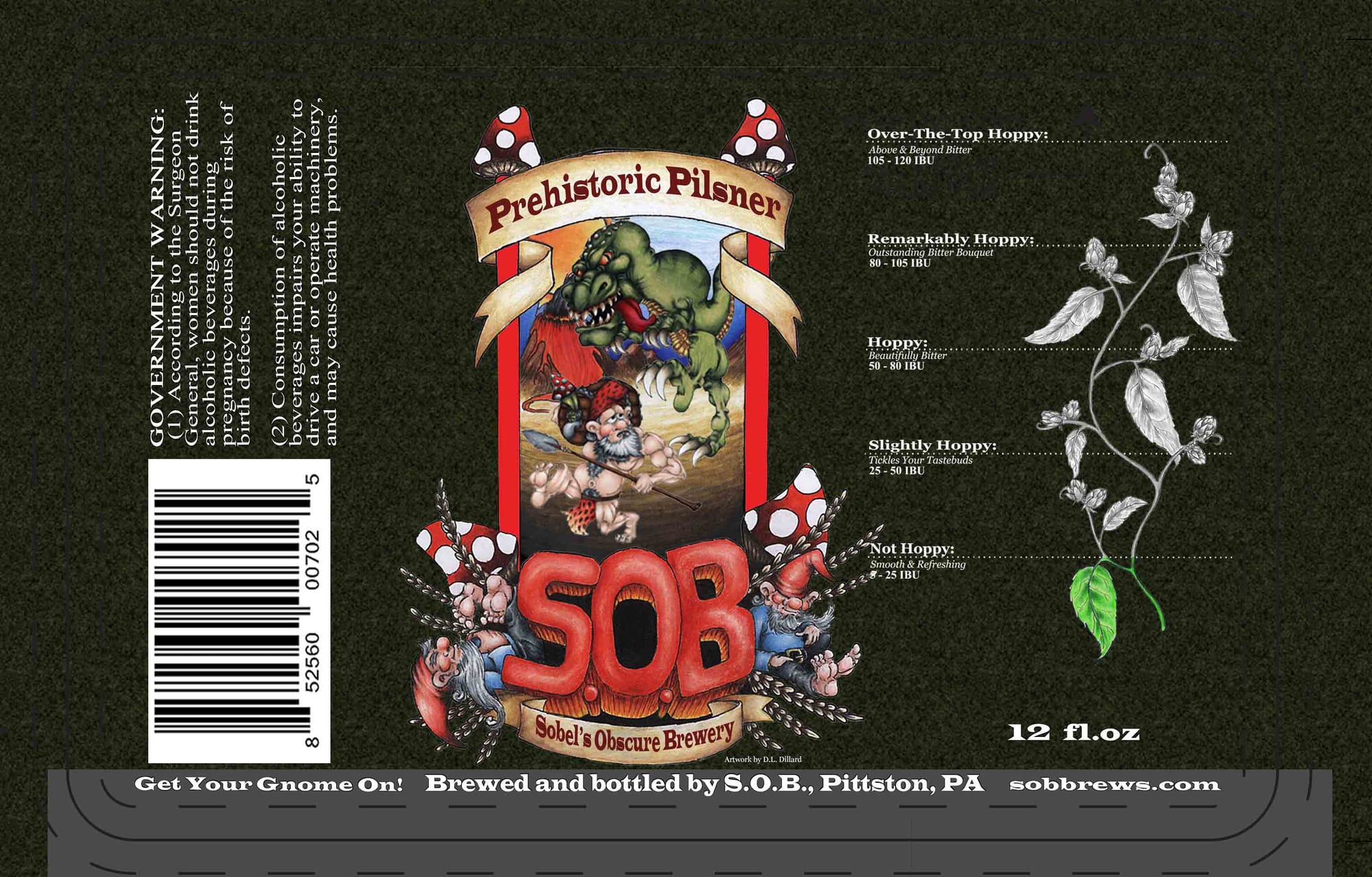Prehistoric Pilsner by Sobel's Obscure Brewery - beer label