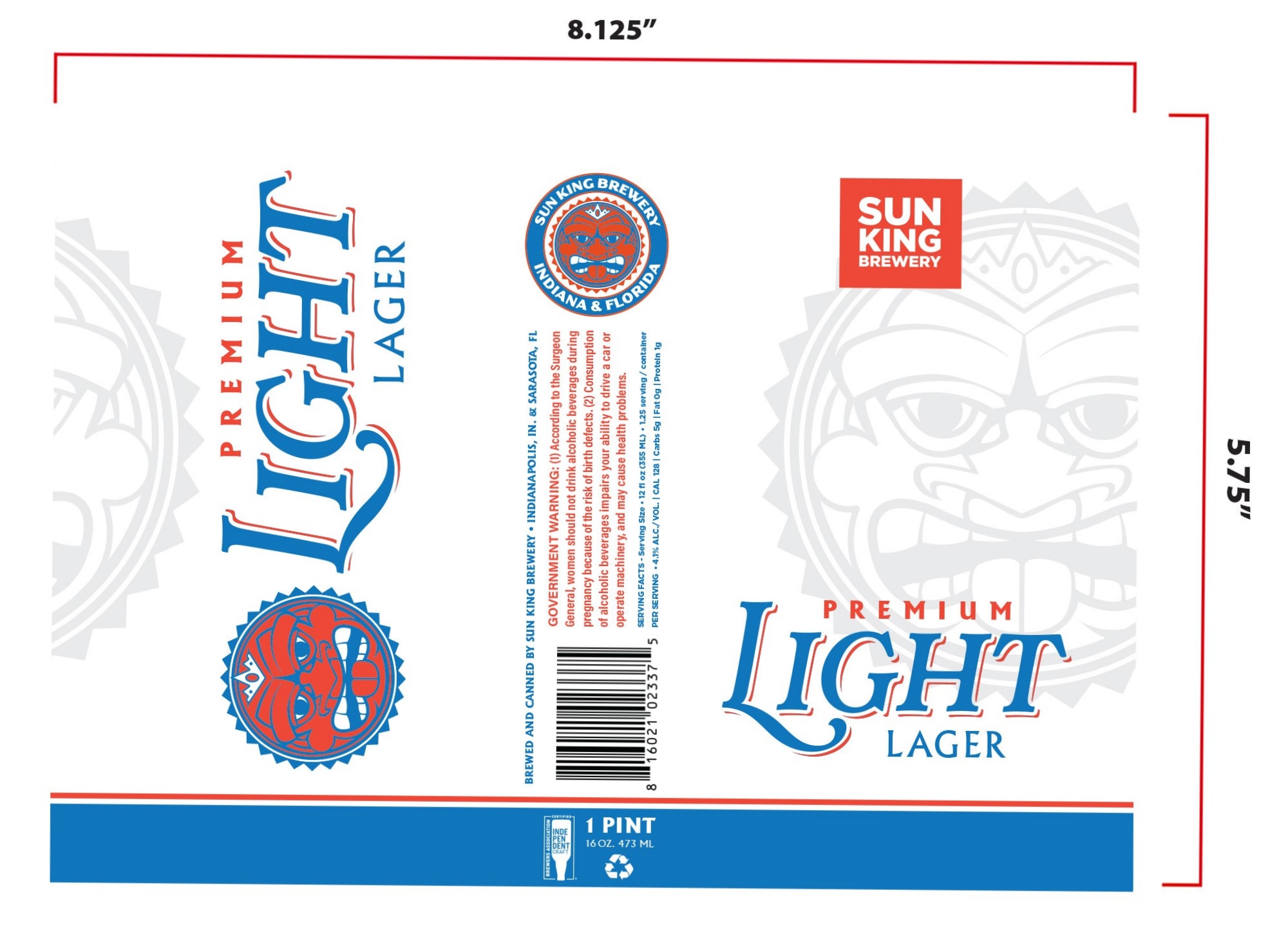 Premium Light Lager by Sun King Brewery - beer label