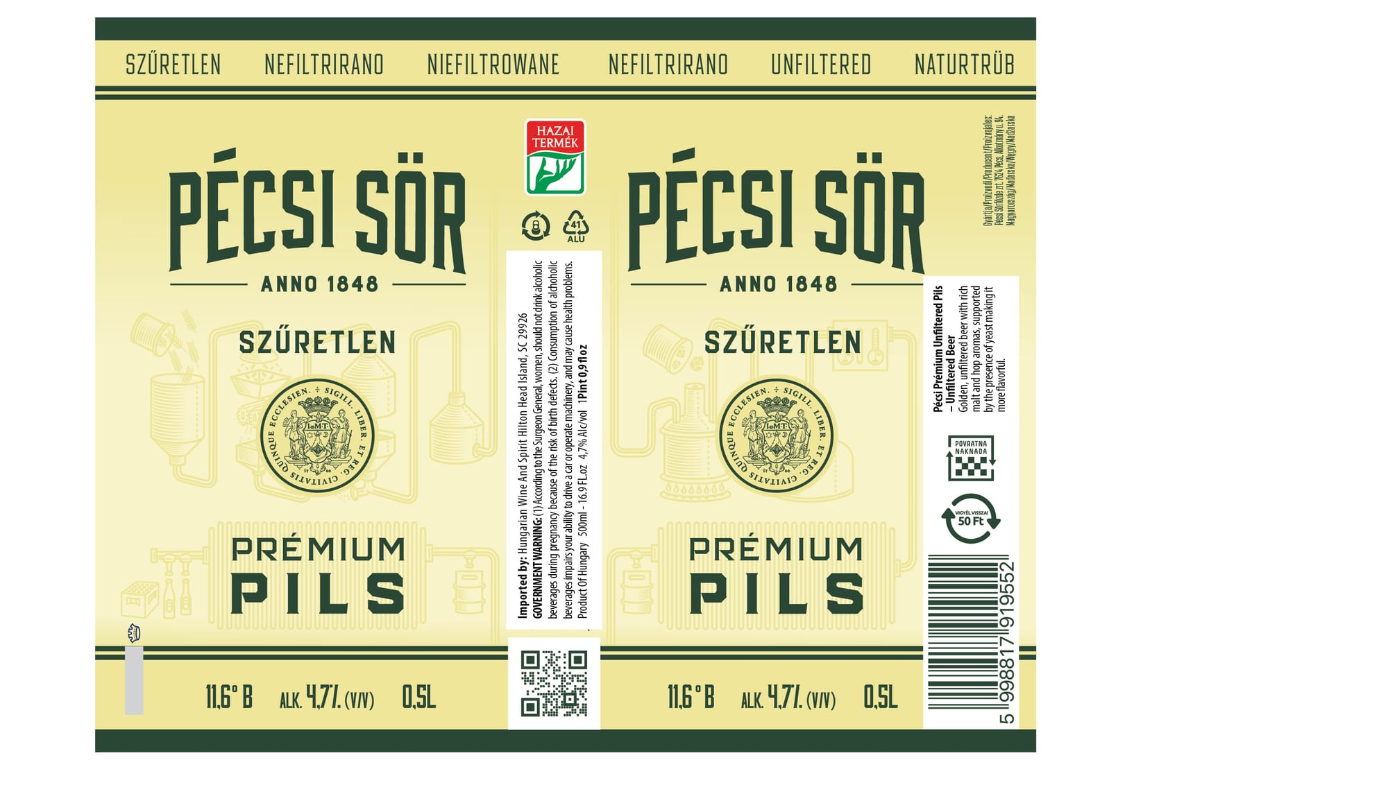 Premium Pils by Pécsi Sör - beer label