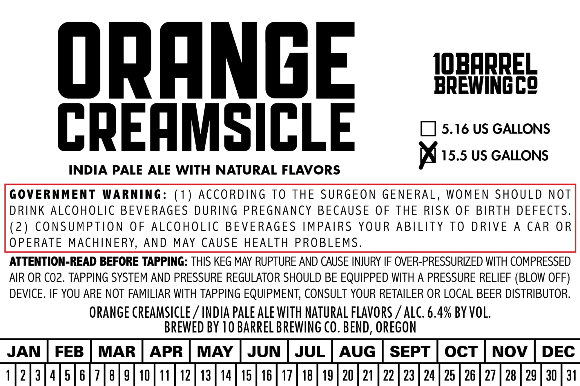 Orange Creamsicle by 10 Barrel Brewing Co. - beer label