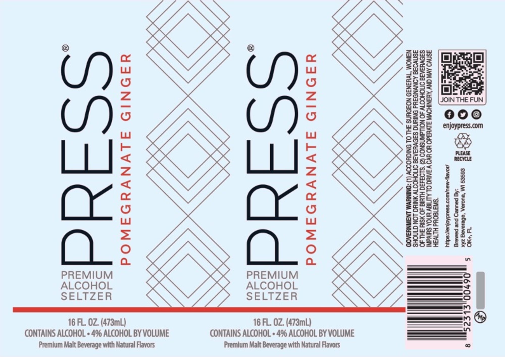 Pomegranate Ginger by Enjoy Press - beer label