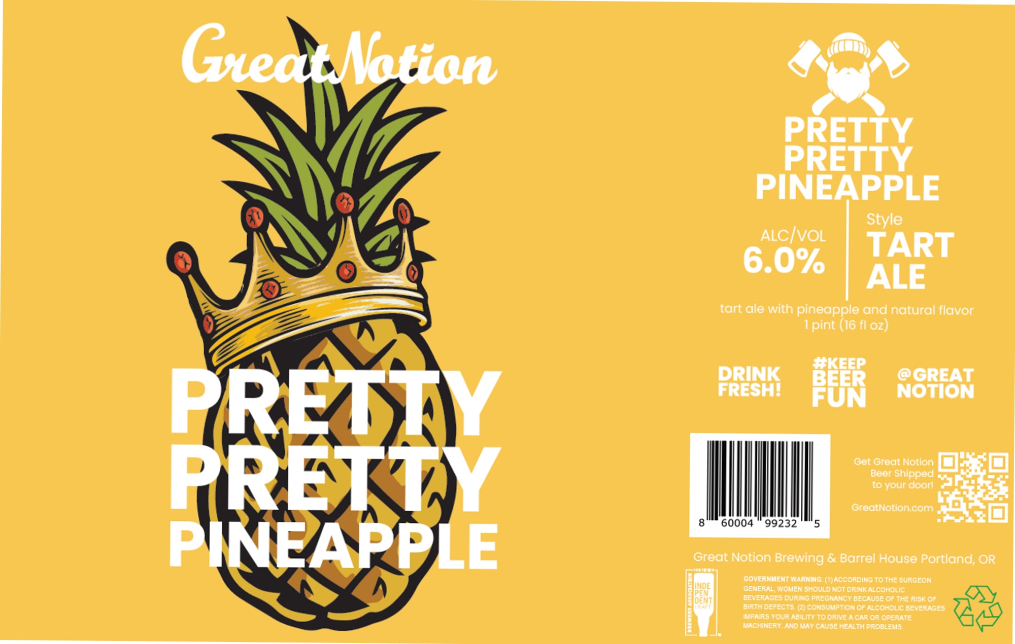 Pretty Pretty Pineapple by Great Notion Brewing - beer label