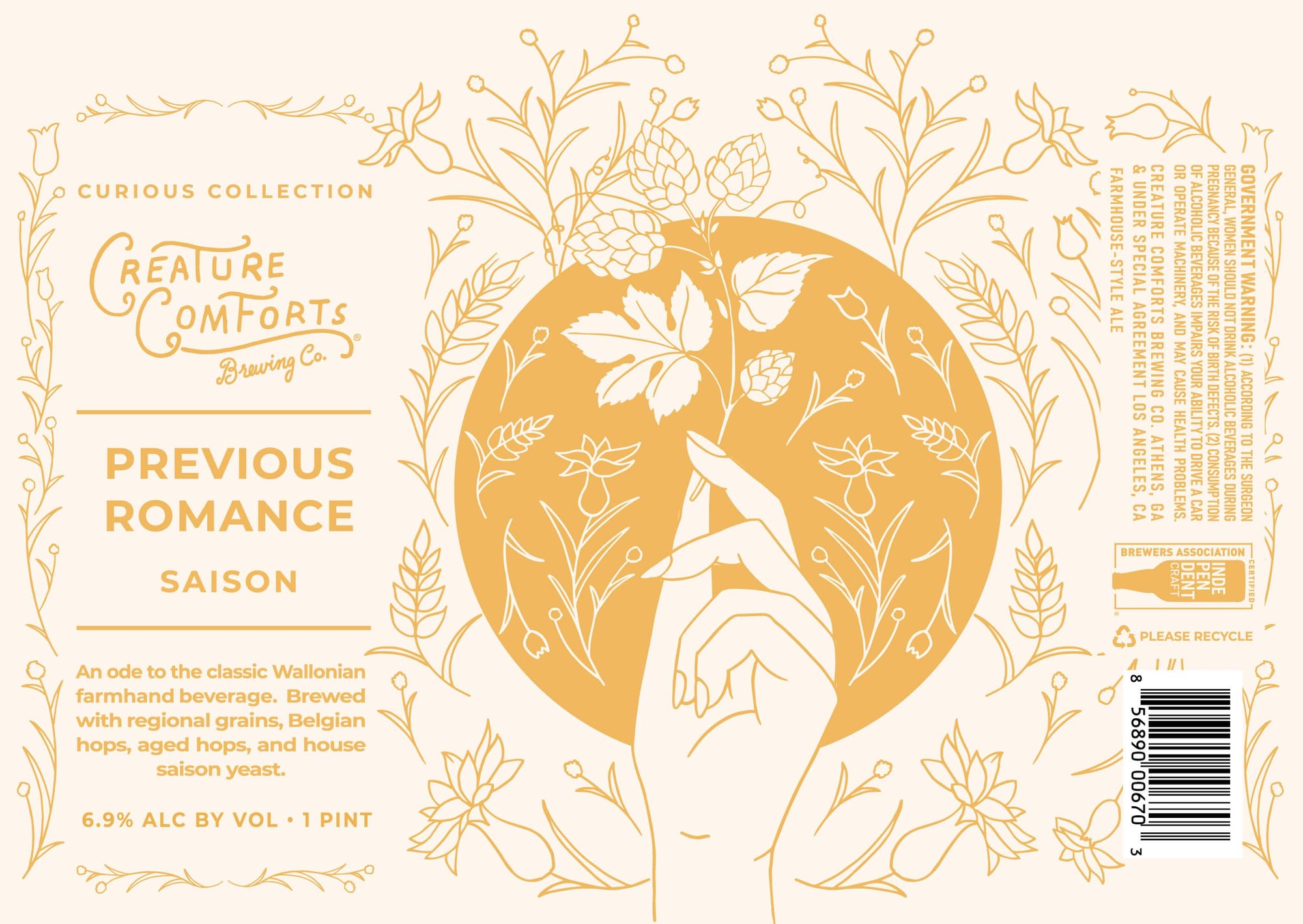 Previously Romance by Creature Comforts Brewing Co. - beer label