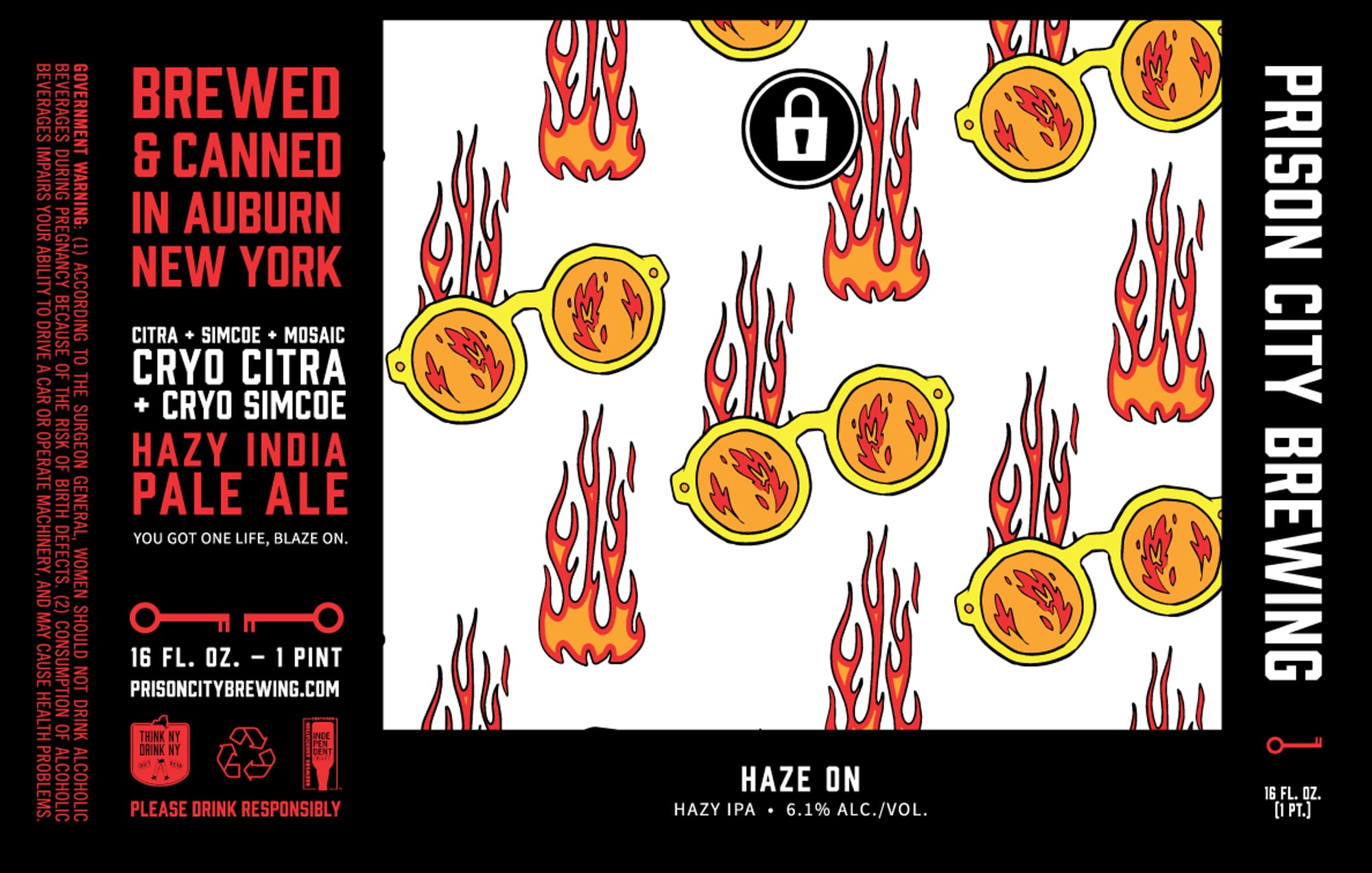 Haze On by Prison City Brewing - beer label